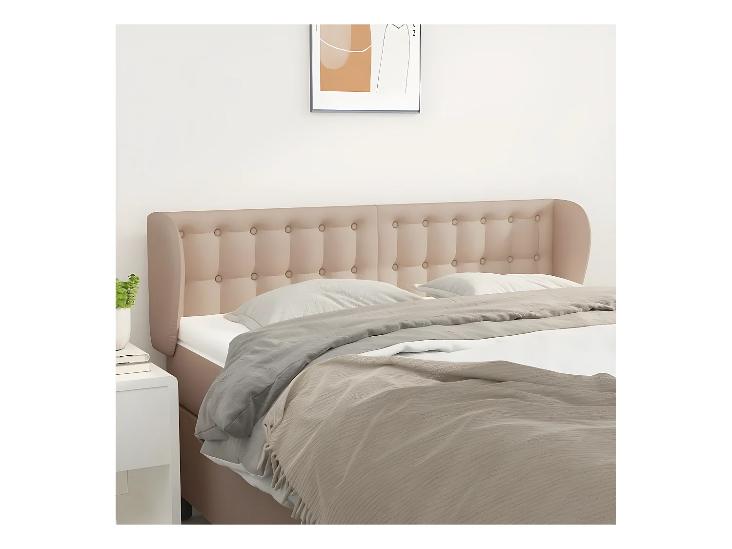 Cabecero de cuero sintético color capuchino 147x23x78/88 cm