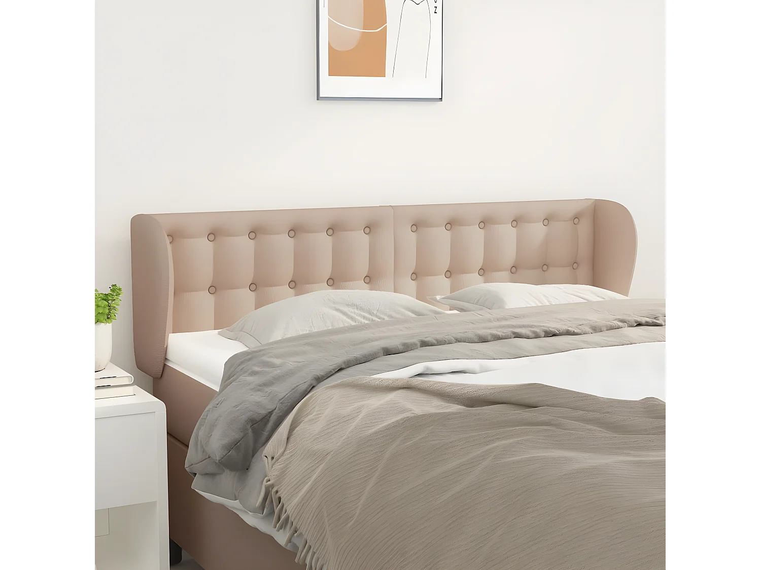 Tête de lit avec oreilles Cappuccino 147x23x78/88 cm Similicuir