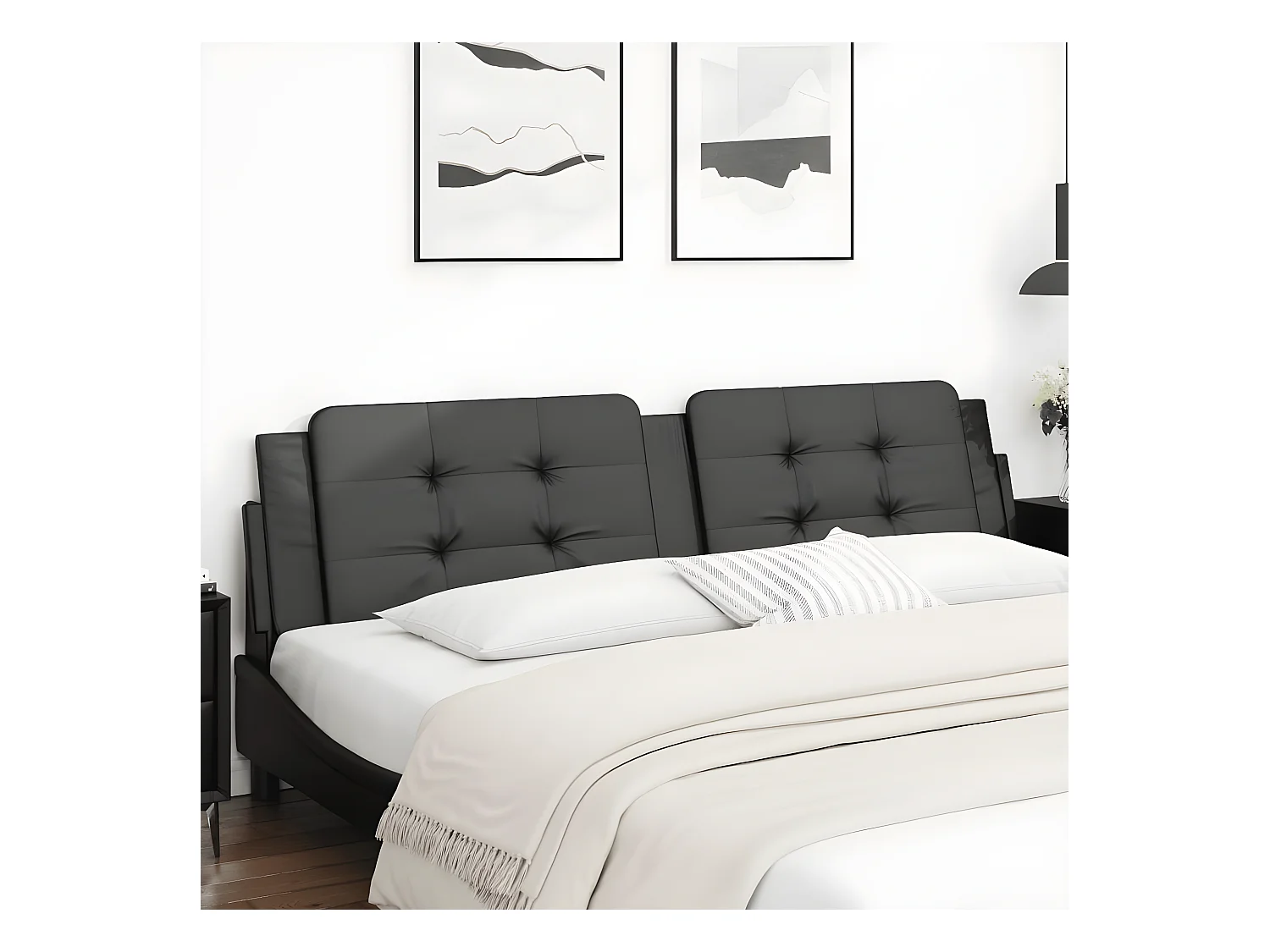 Coussin de tête de lit noir 200 cm similicuir