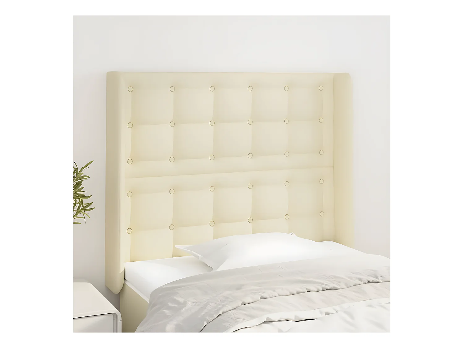 Tête de lit avec oreilles Crème 103x16x118/128 cm Similicuir