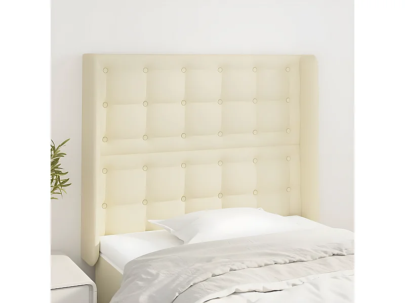 Tête de lit avec oreilles Crème 103x16x118/128 cm Similicuir