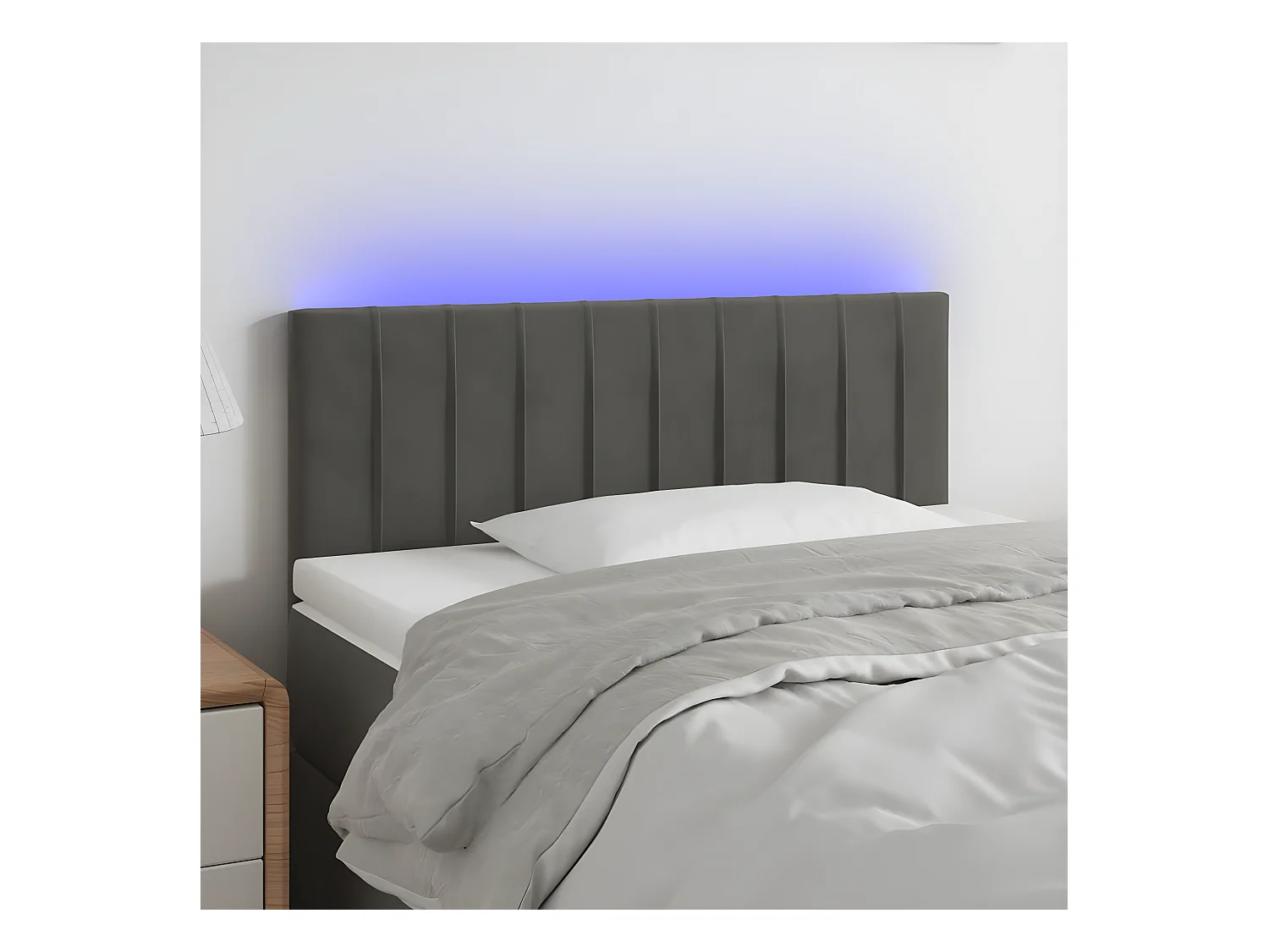 Hoofdbord LED 90x5x78/88 cm fluweel donkergrijs