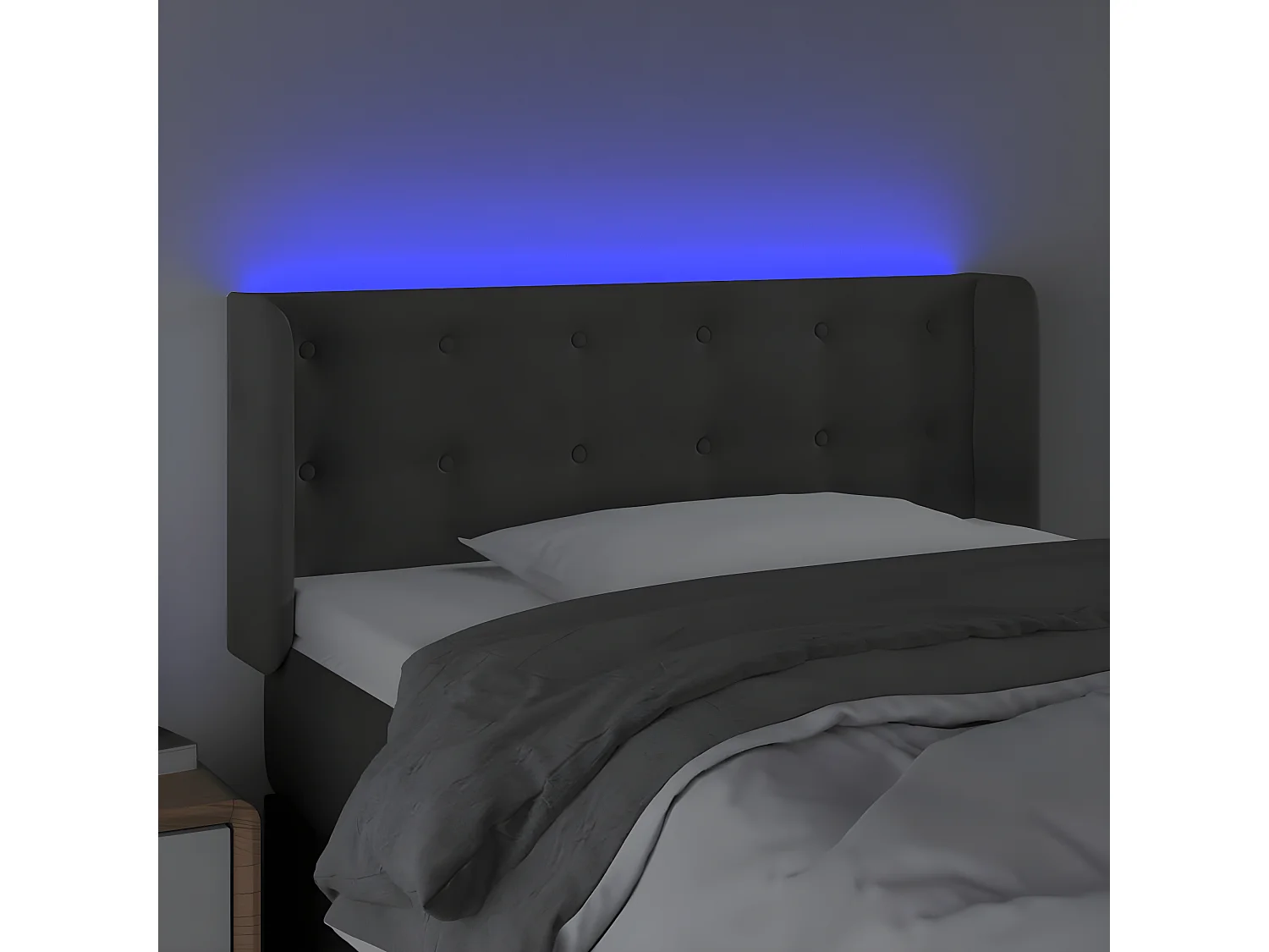 Tête de lit à LED Gris foncé 93x16x78/88 cm Velours