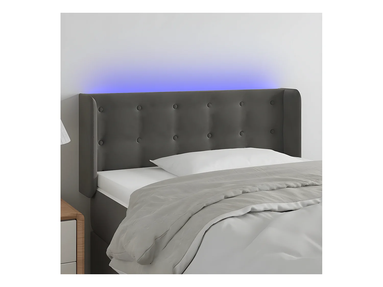 Hoofdbord LED 93x16x78/88 cm fluweel donkergrijs
