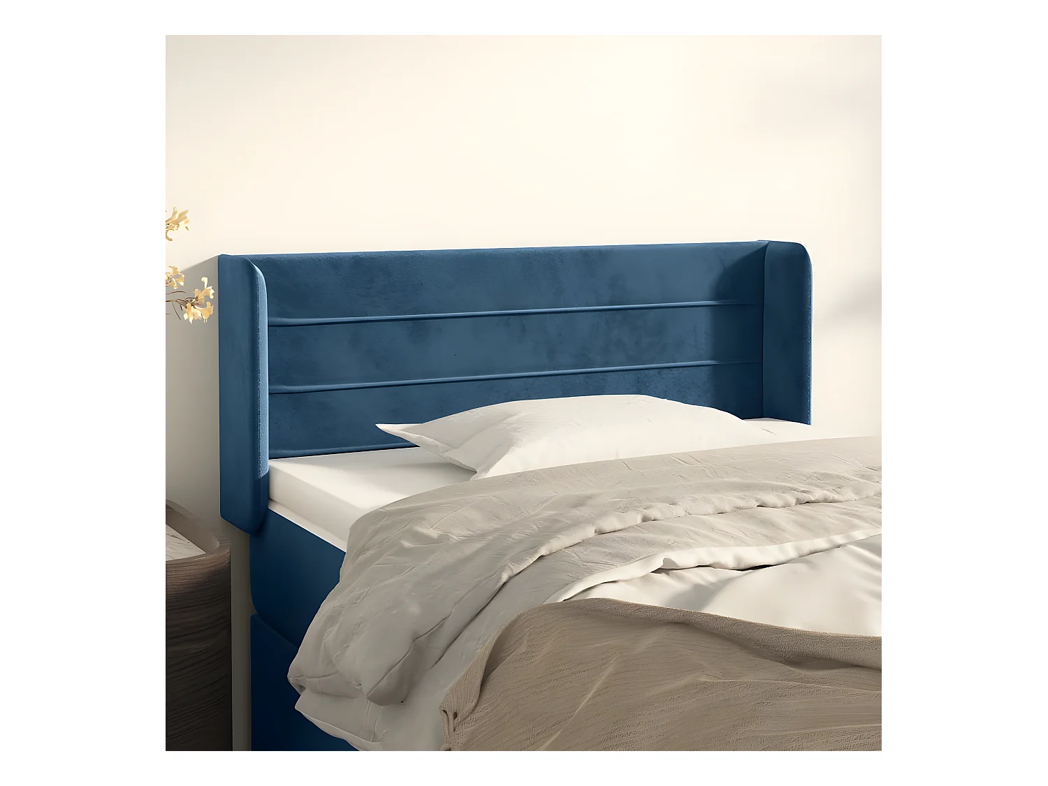 Tête de lit avec oreilles Bleu foncé 103x16x78/88 cm Velours