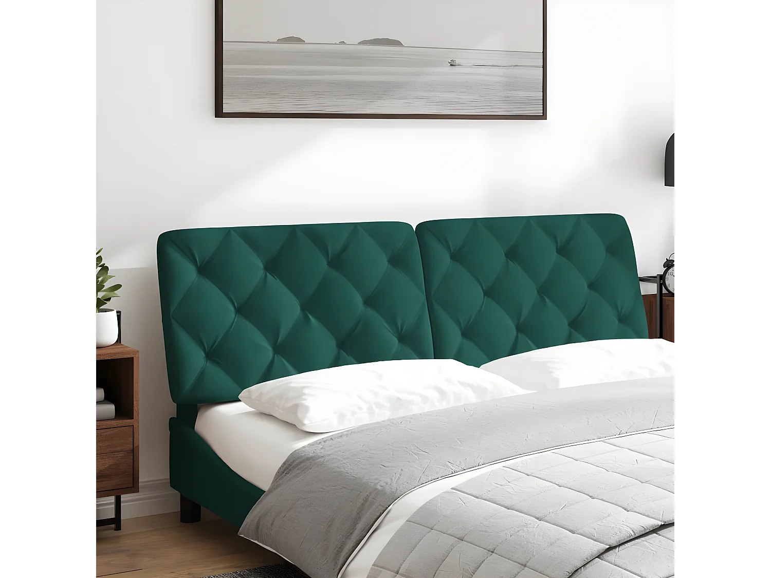 Coussin de tête de lit vert foncé 160 cm velours