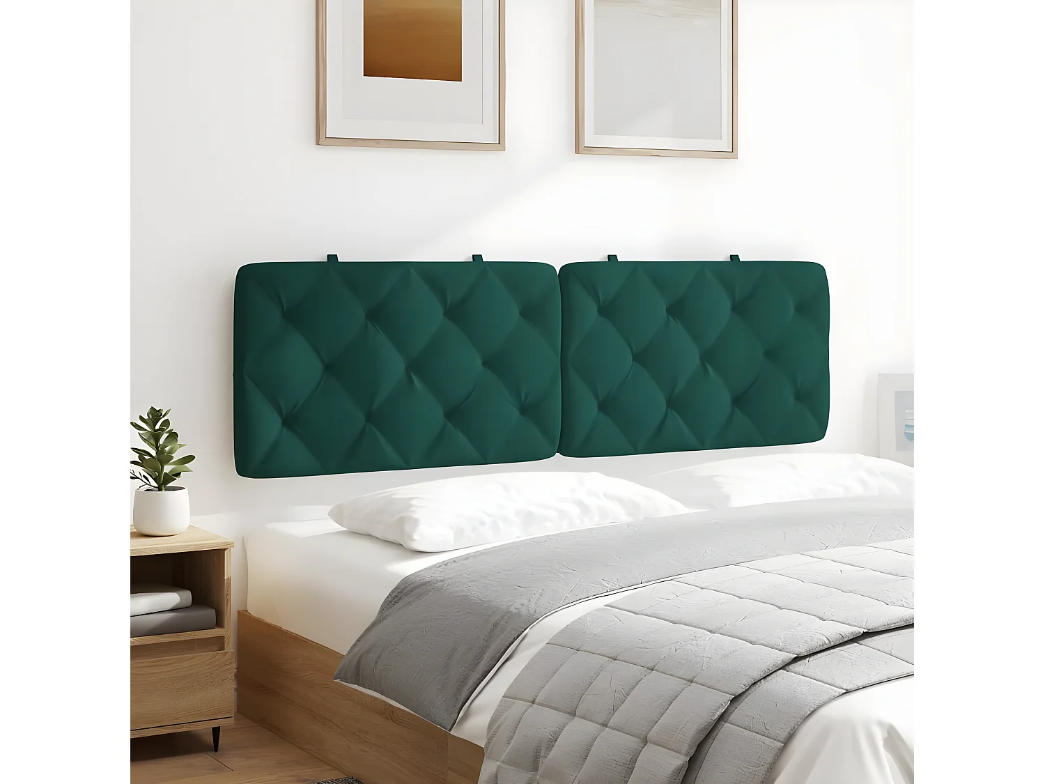 Coussin de tête de lit vert foncé 160 cm velours