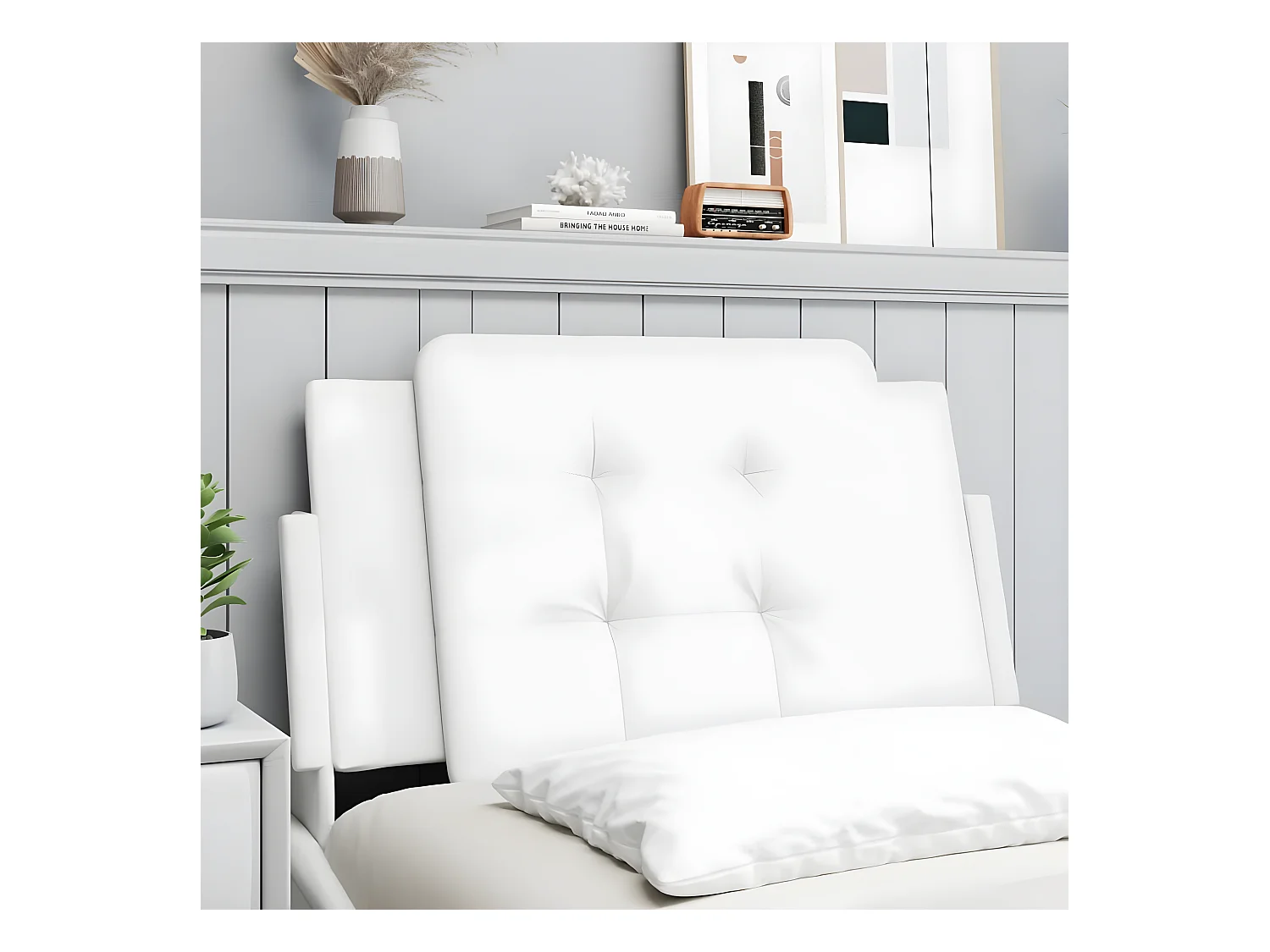 Coussin de tête de lit blanc 80 cm similicuir