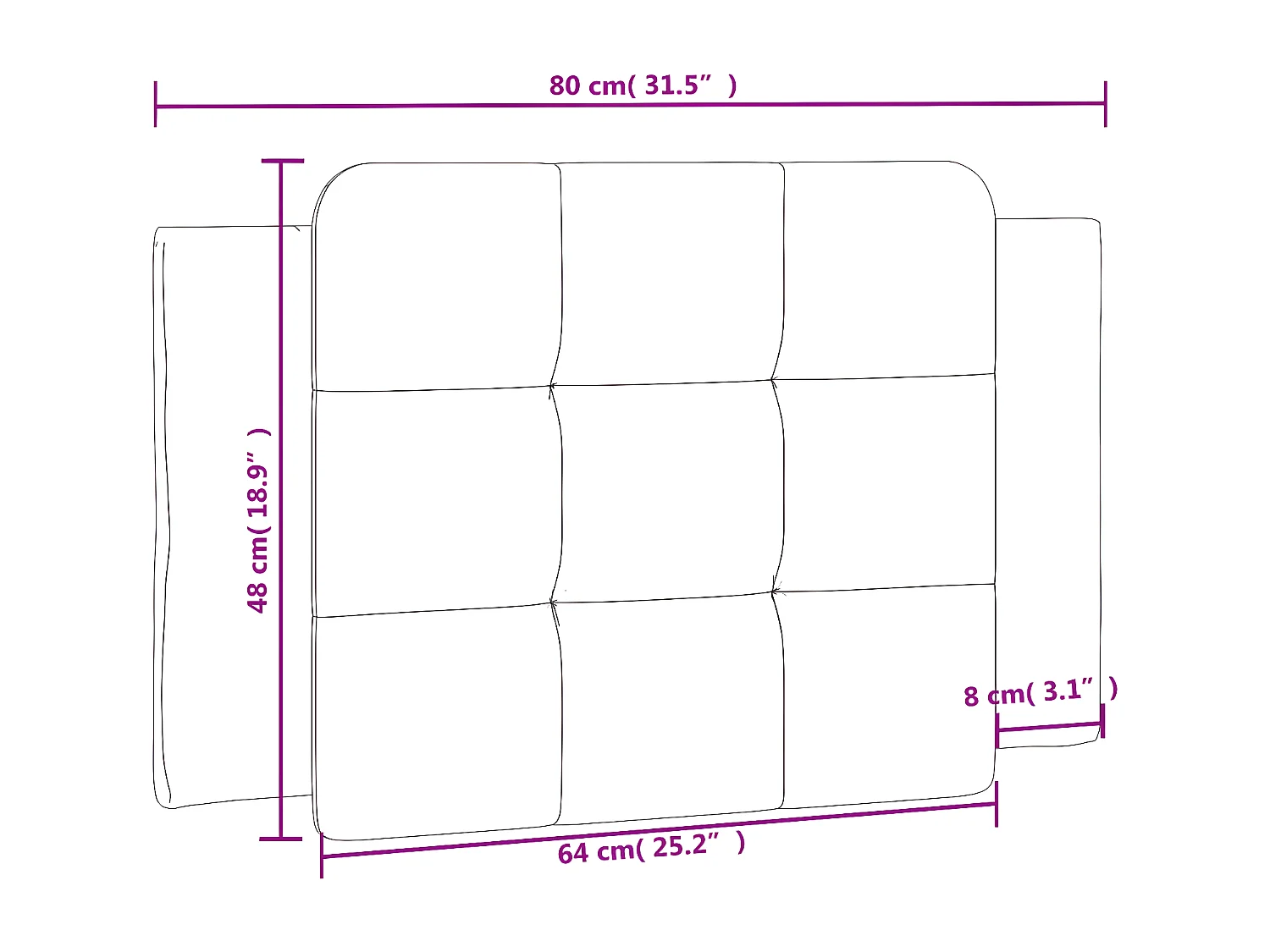 Cabecero de cama acolchado cuero sintético blanco 80 cm