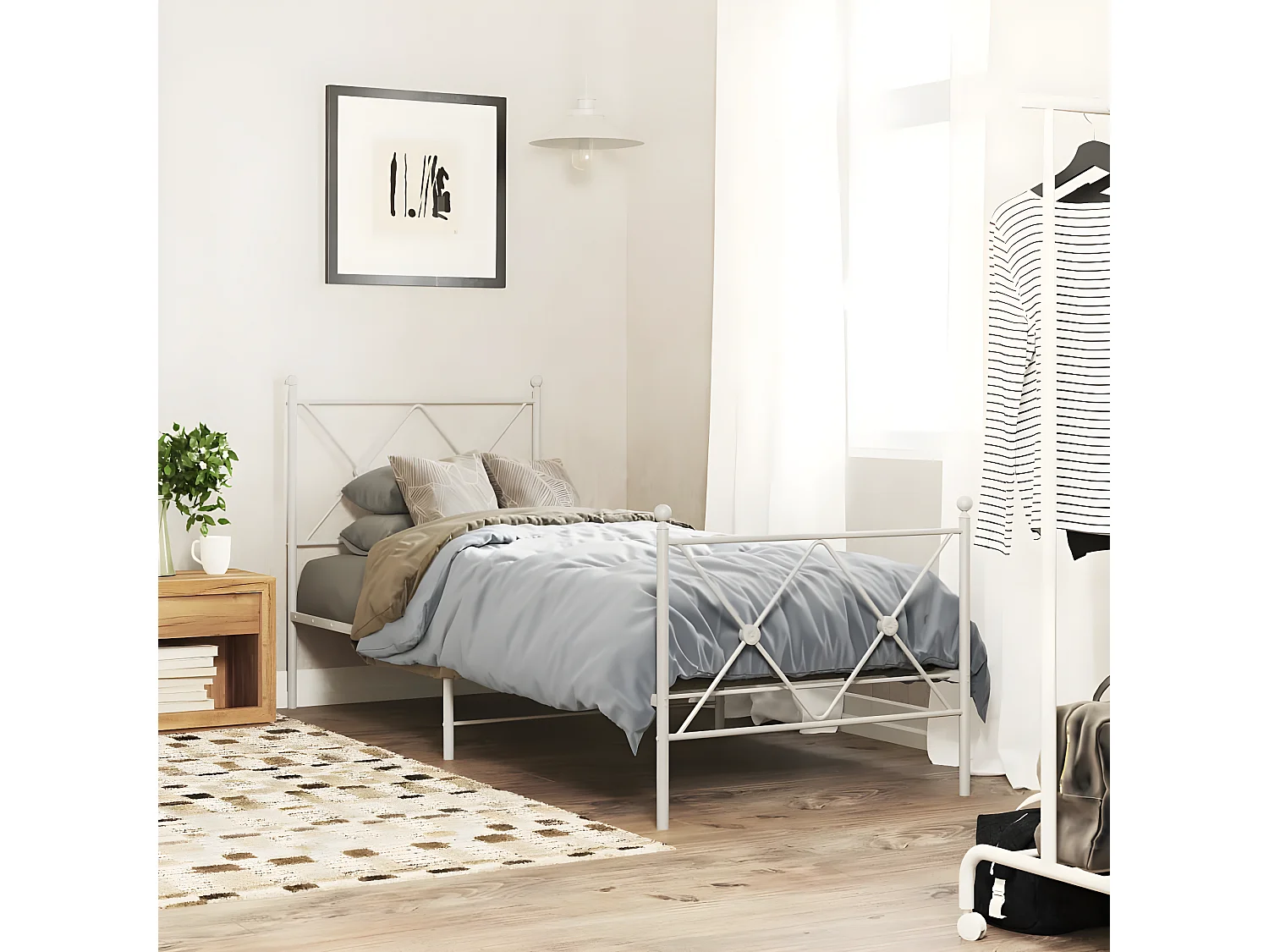 Tête de lit métal blanc 75 cm