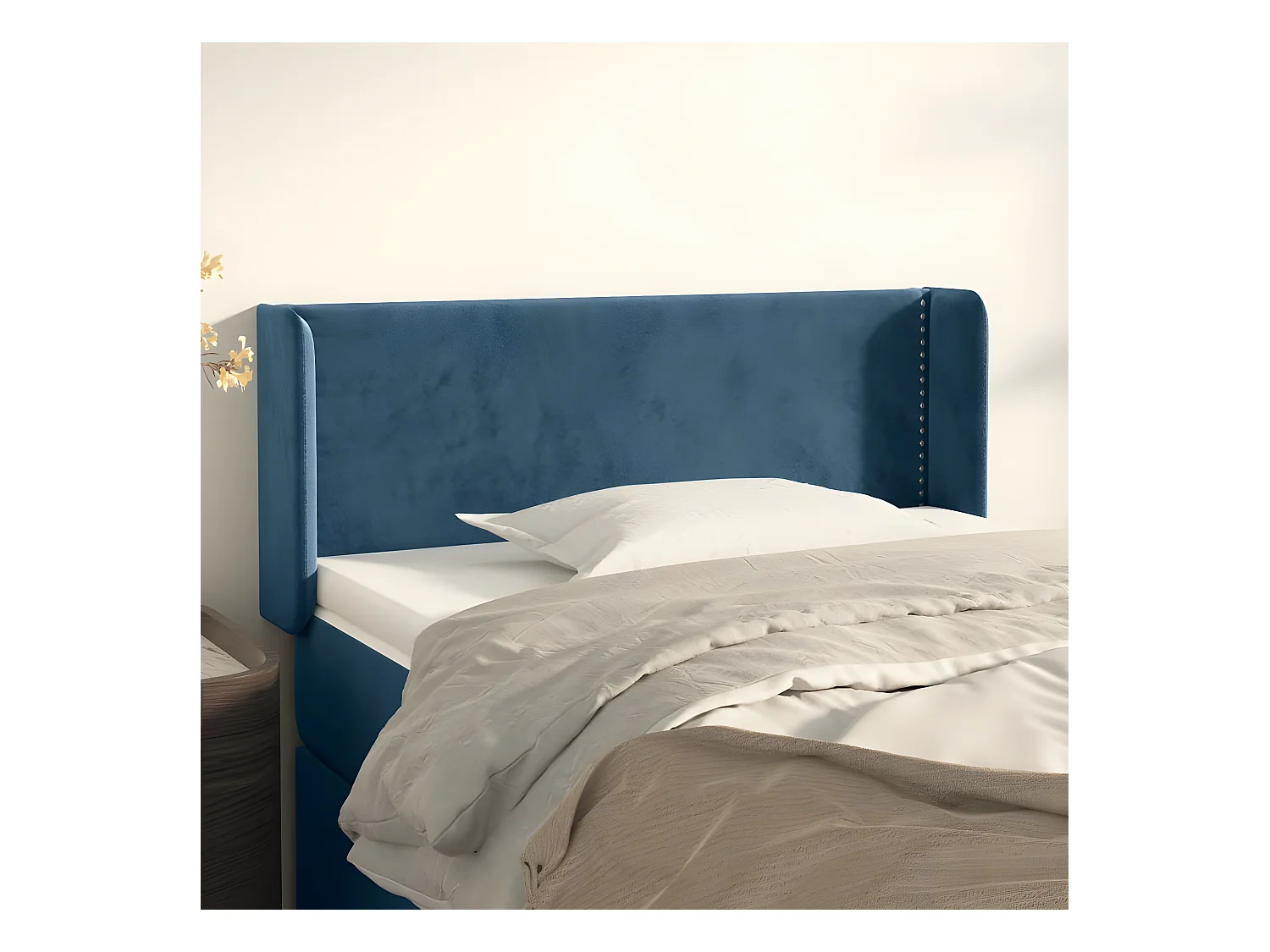 Tête de lit avec oreilles Bleu foncé 103x16x78/88 cm Velours