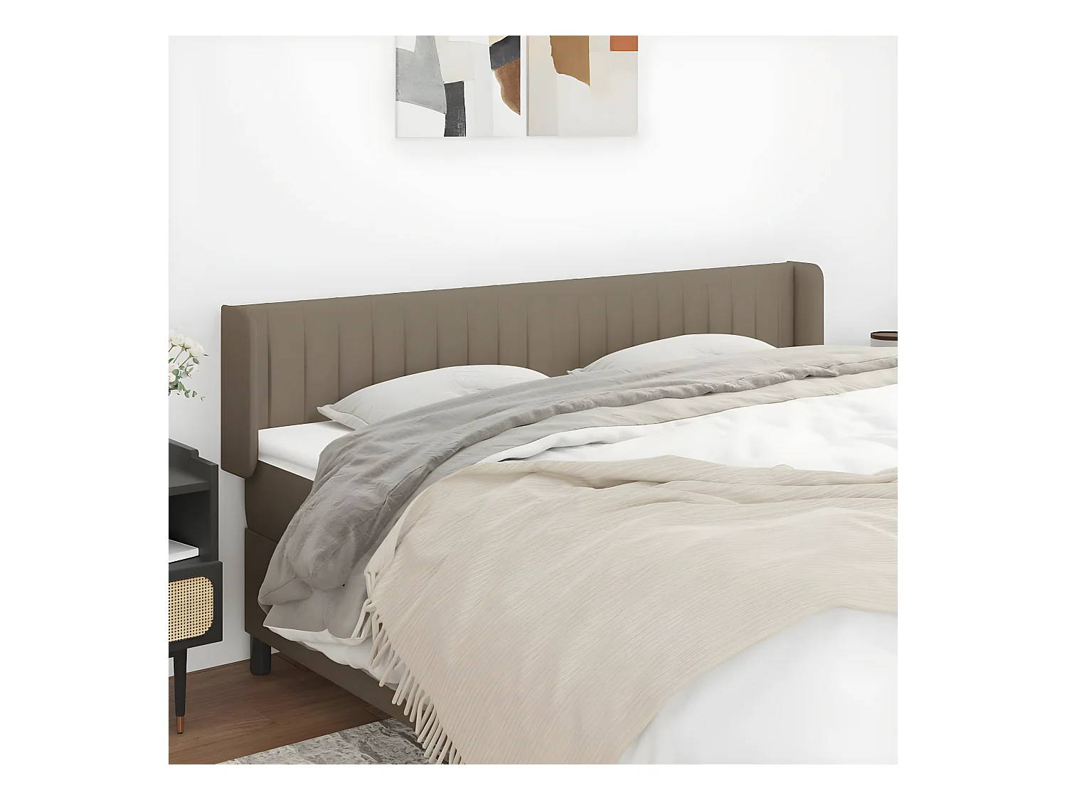 Tête de lit avec oreilles Taupe 163x16x78/88 cm Tissu