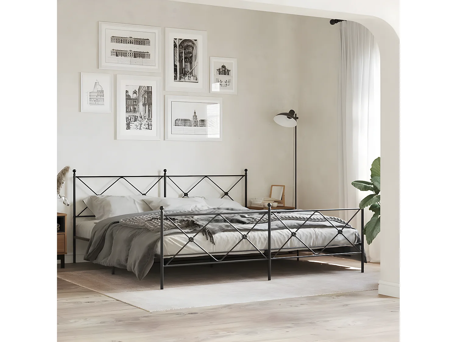 Tête de lit métal noir 193 cm