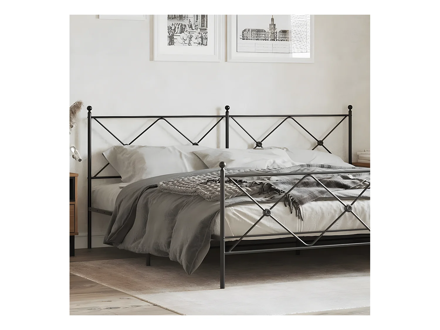 Tête de lit métal noir 193 cm