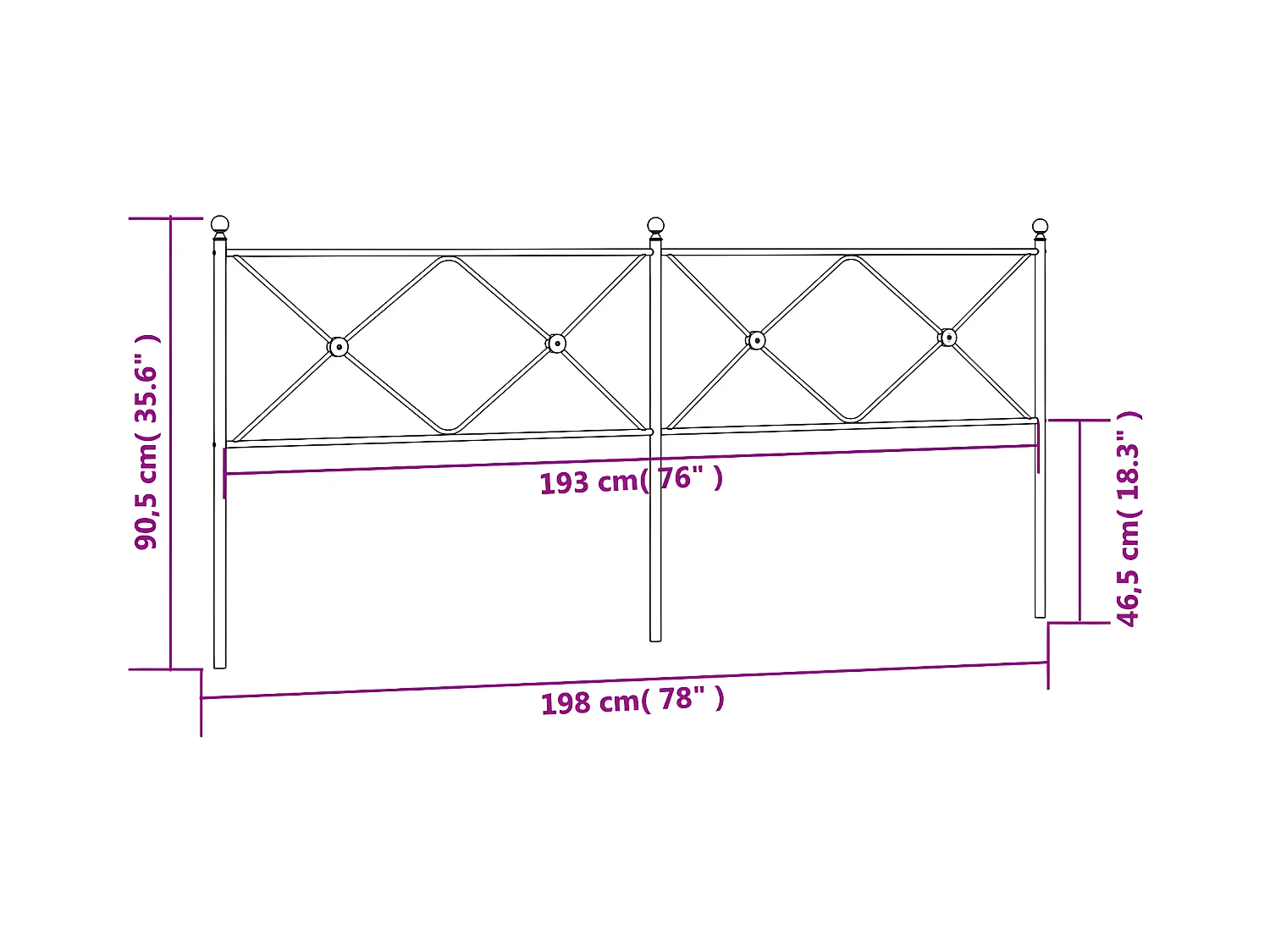 Cabecero de metal negro 193 cm