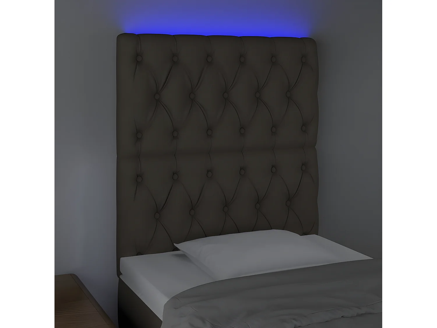 Tête de lit à LED Taupe 80x7x118/128 cm Tissu
