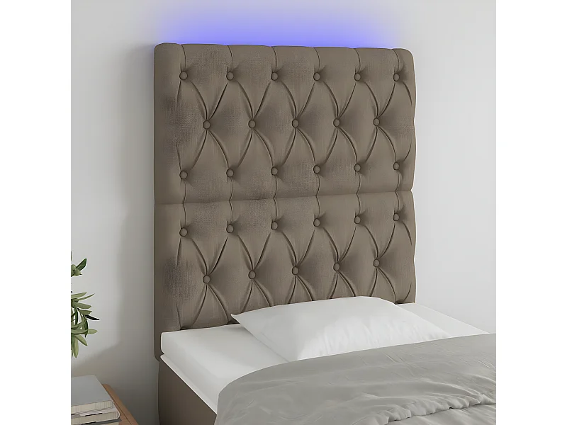 Tête de lit à LED Taupe 80x7x118/128 cm Tissu