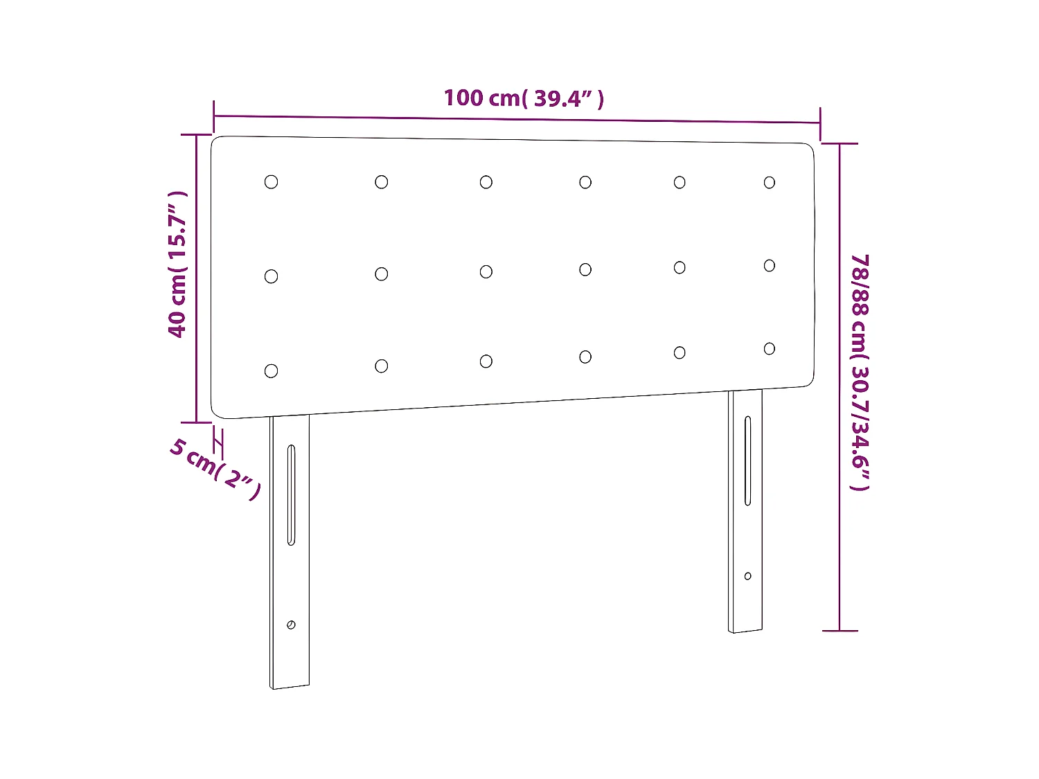 Cabecero de terciopelo rosa 100x5x78/88 cm