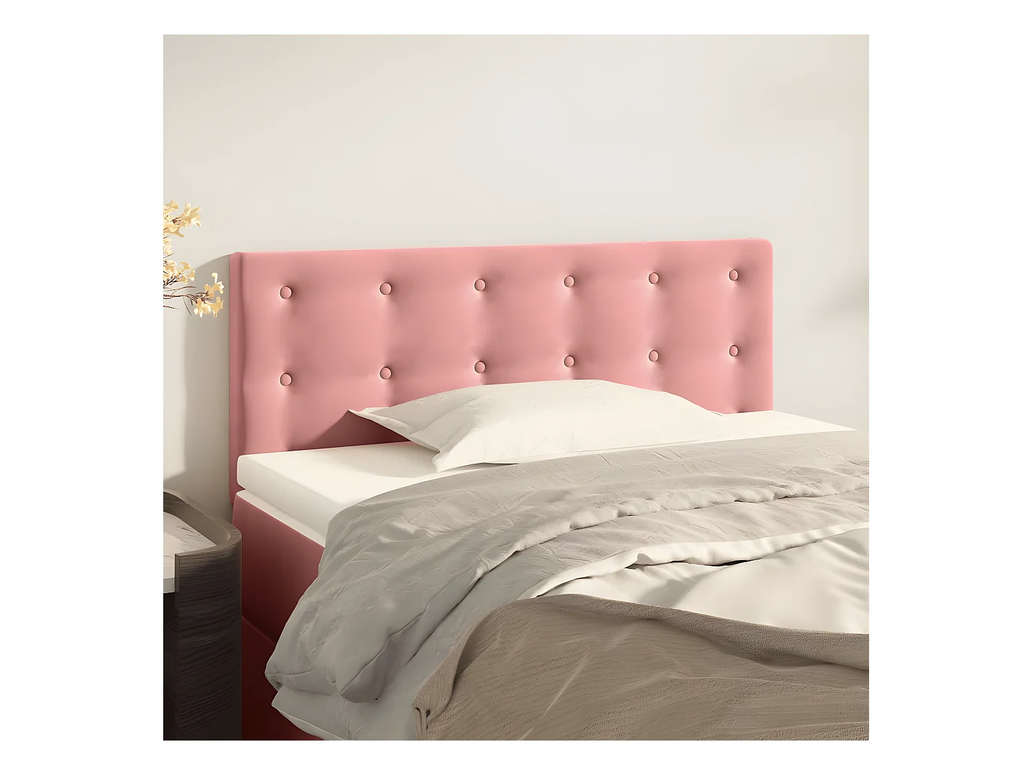 Cabecero de terciopelo rosa 100x5x78/88 cm