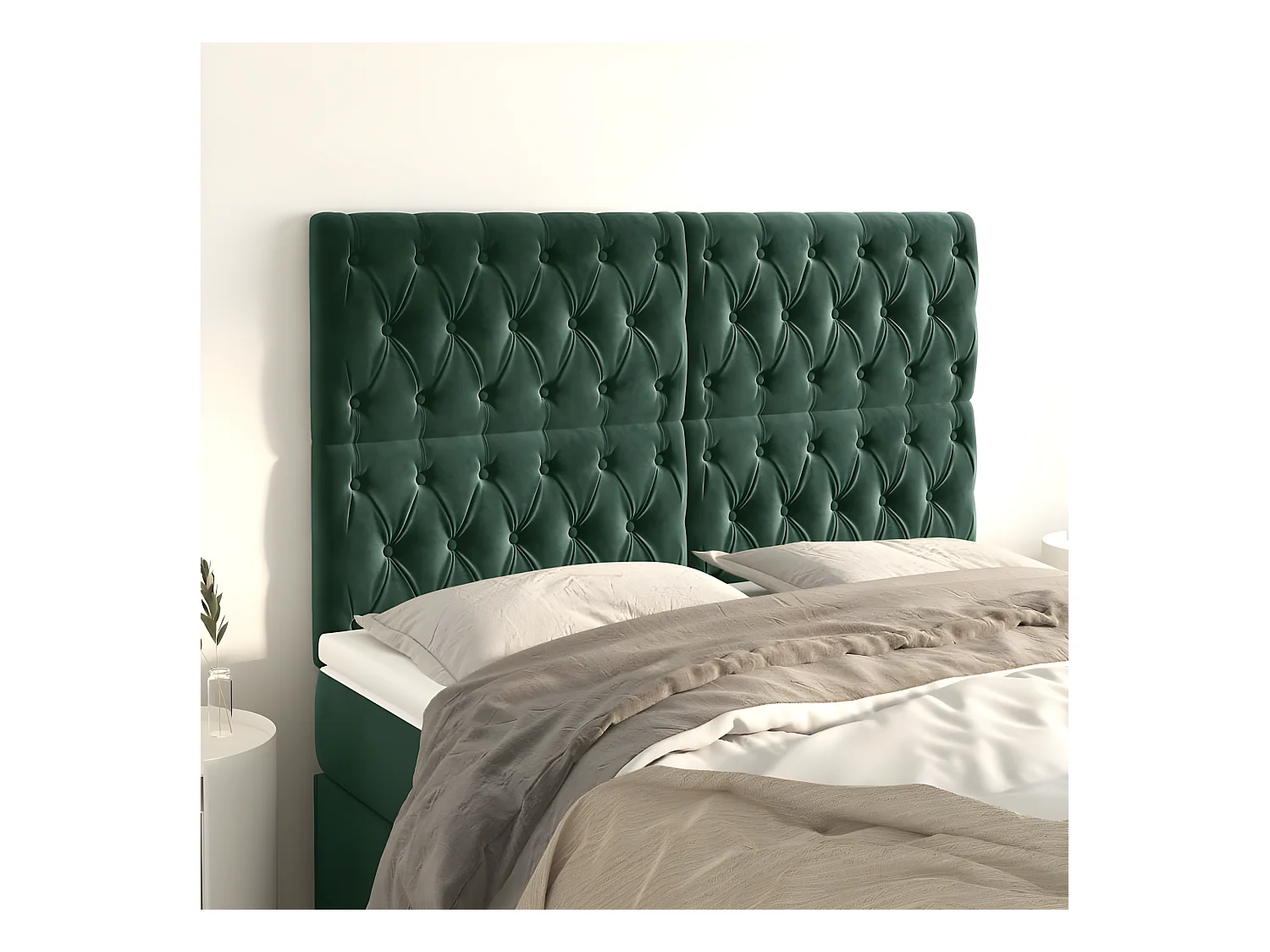 Hoofdborden 4 st 72x7x78/88 cm fluweel donkergroen