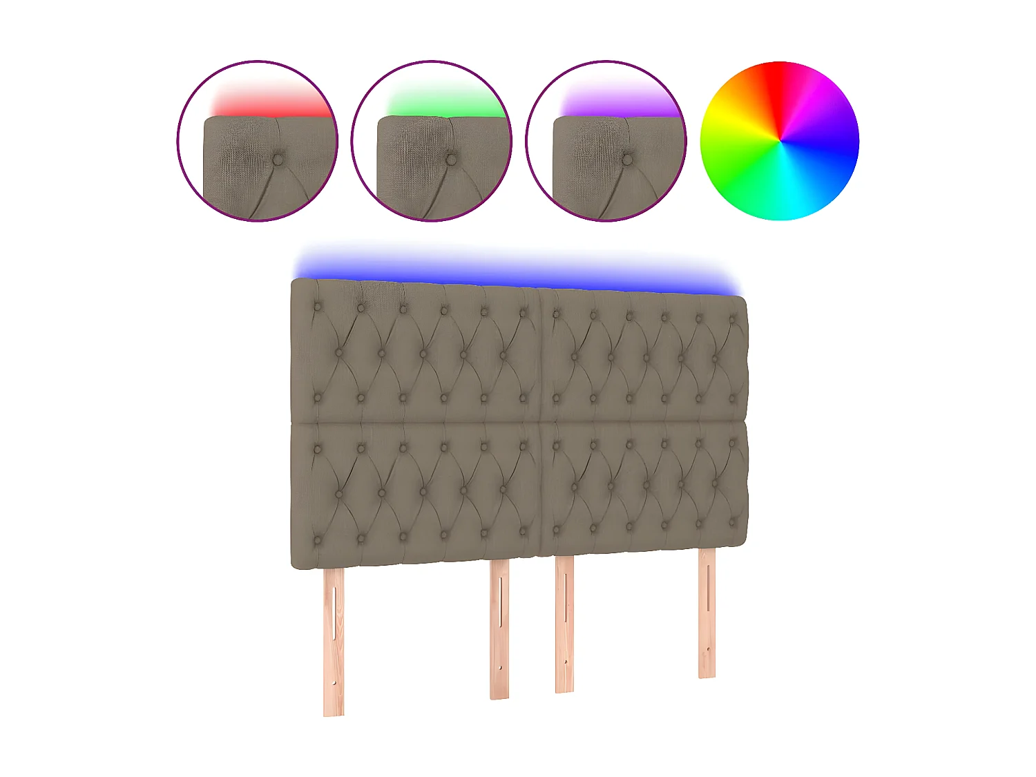 Tête de lit à LED Taupe 160x7x118/128 cm Tissu