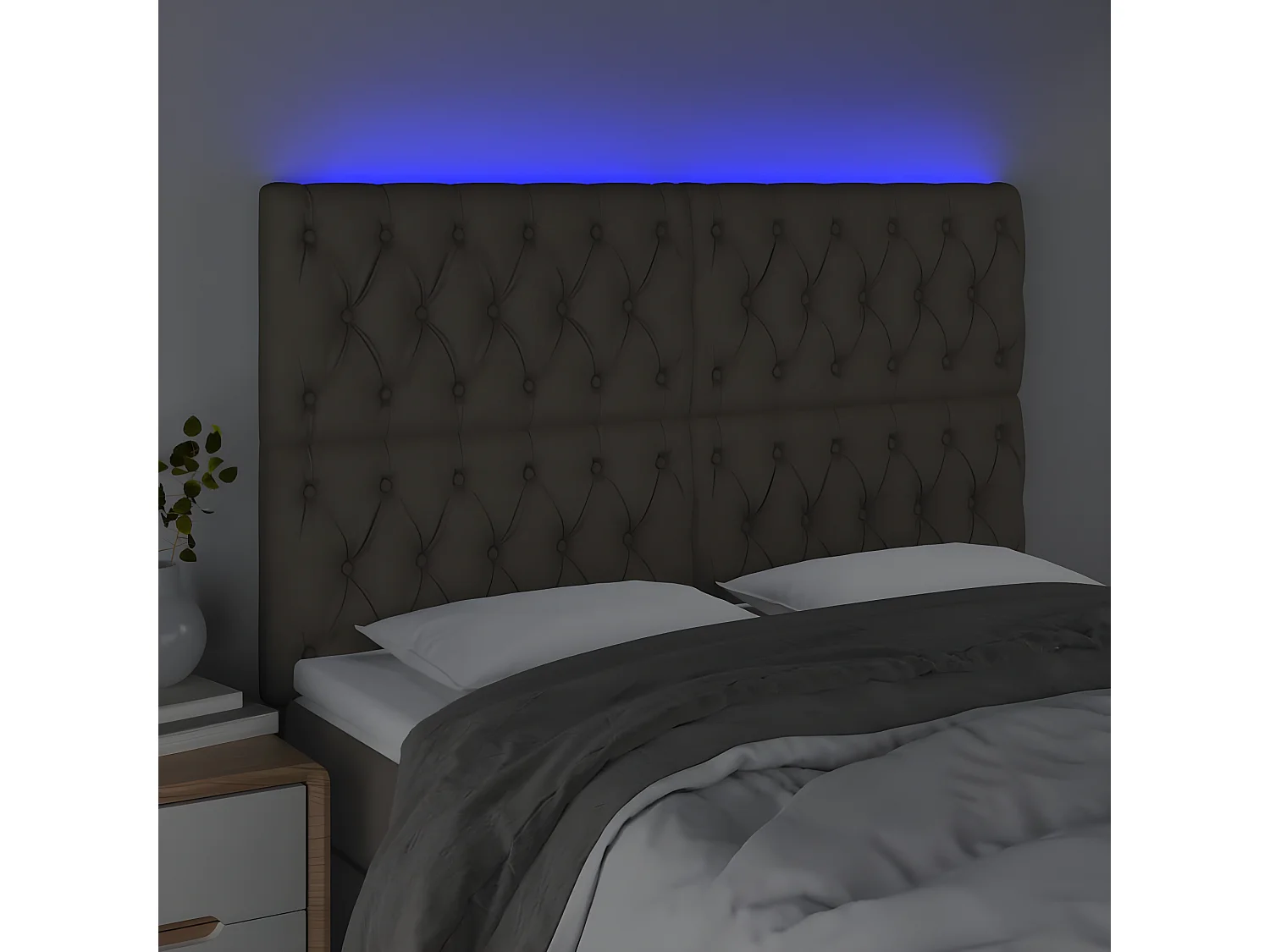 Tête de lit à LED Taupe 160x7x118/128 cm Tissu