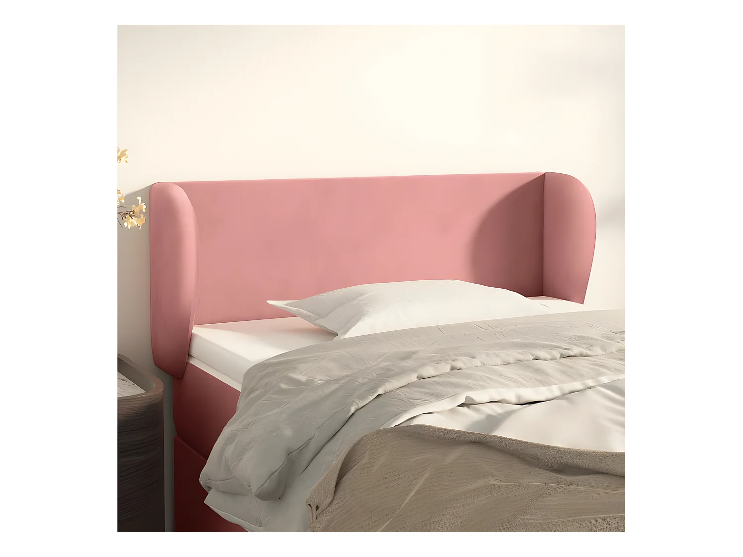Tête de lit avec oreilles Rose 103x23x78/88 cm Velours