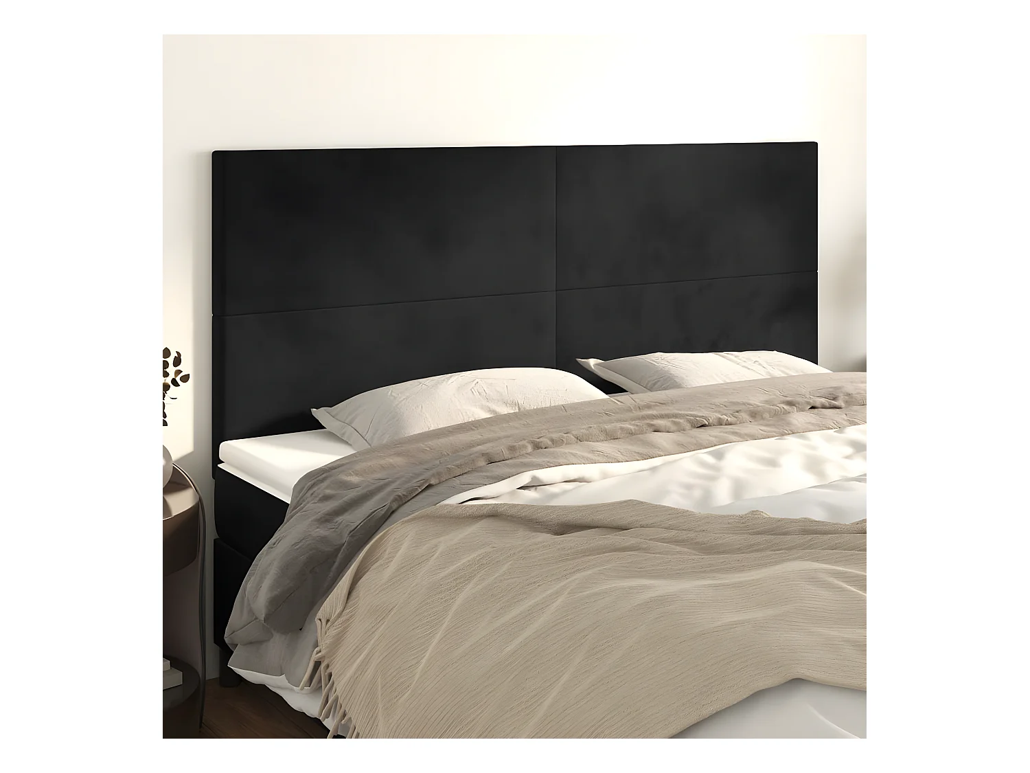 Têtes de lit 4 pièces Noir 80x5x78/88 cm Velours