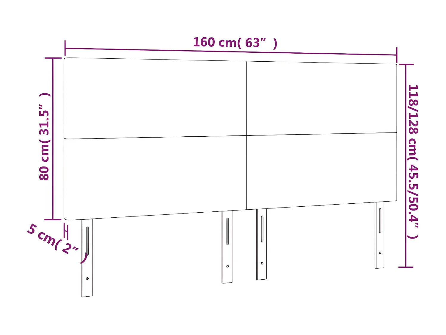 Cabeceros 4 unidades de terciopelo negro 80x5x78/88 cm