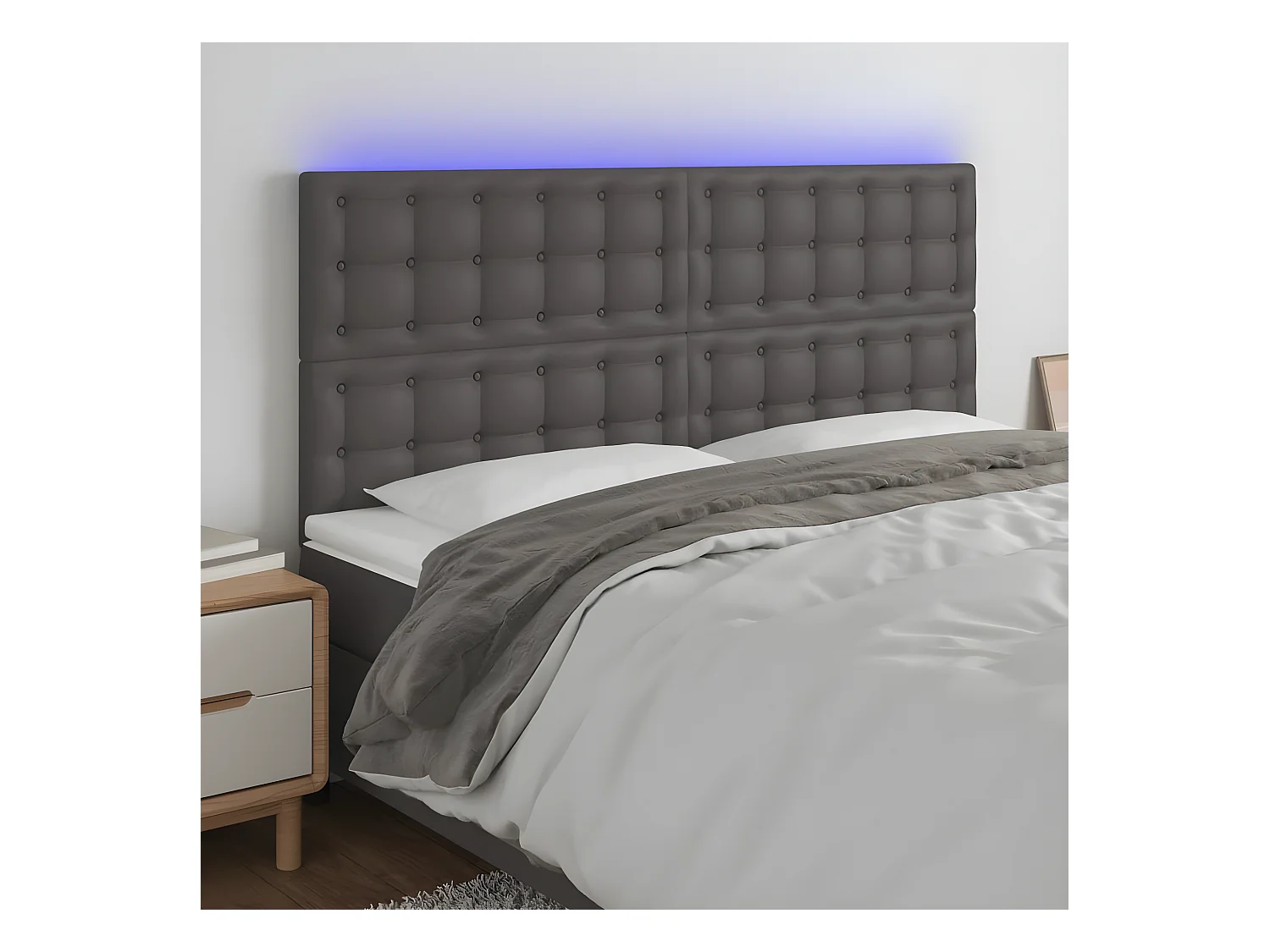 Tête de lit à LED Gris 180x5x118/128 cm Similicuir