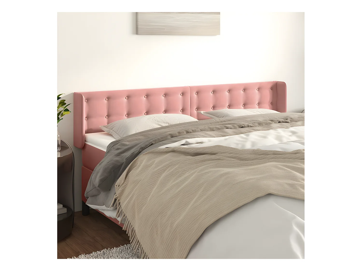 Tête de lit avec oreilles Rose 183x16x78/88 cm Velours