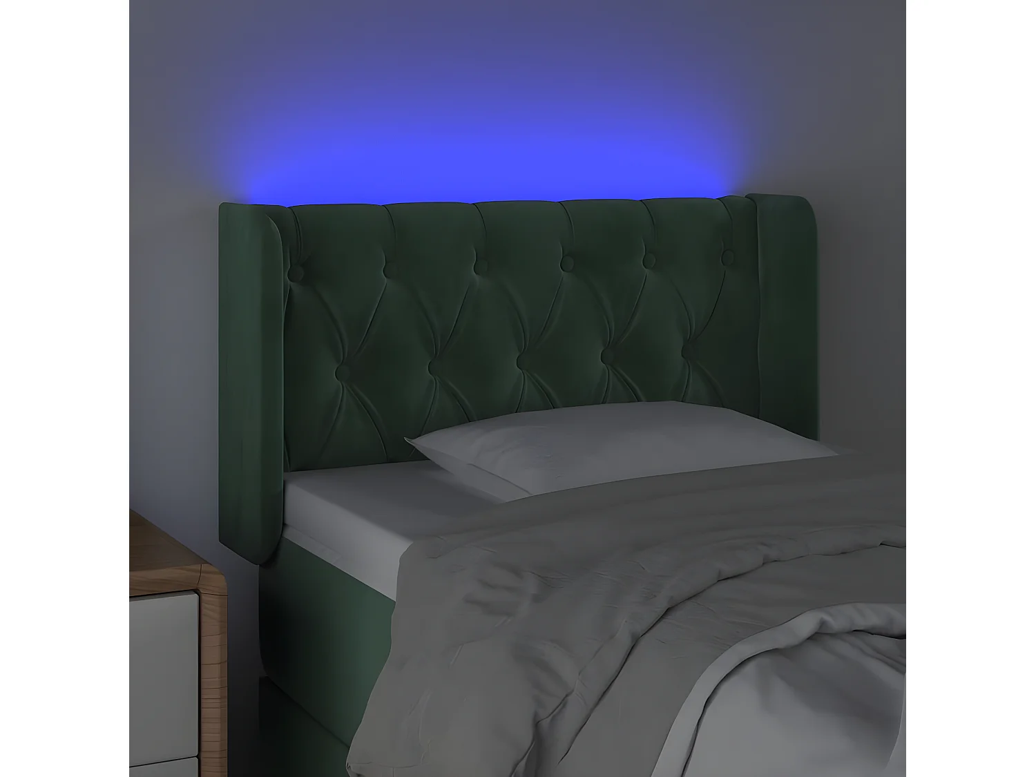 Tête de lit à LED Vert foncé 83x16x78/88 cm Velours