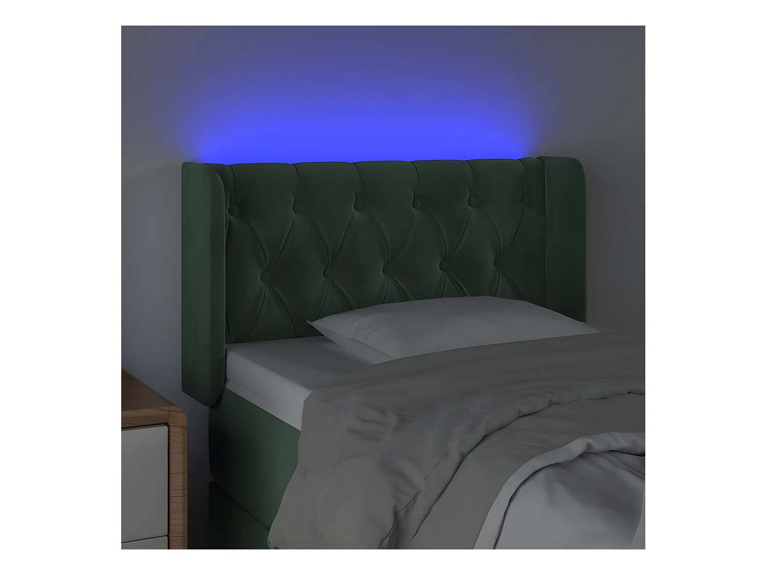 Cabecero con LED de terciopelo verde oscuro 83x16x78/88 cm