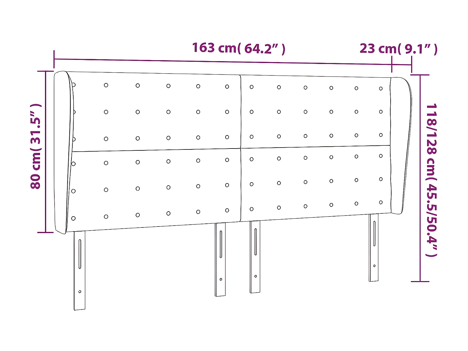 Tête de lit avec oreilles Cappuccino 163x23x118/128 cm
