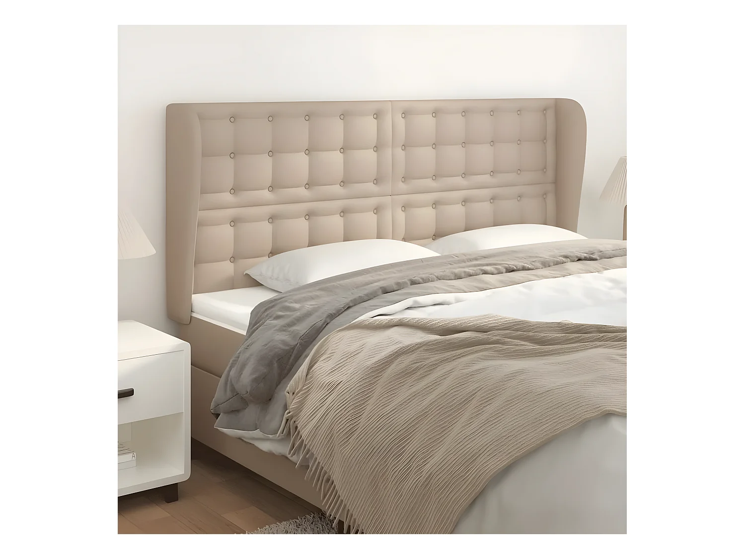 Tête de lit avec oreilles Cappuccino 163x23x118/128 cm