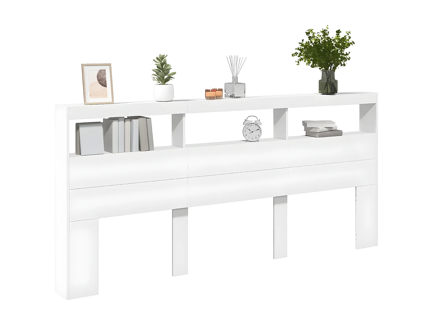 Armoire tête de lit avec LED blanc 220x17x102 cm