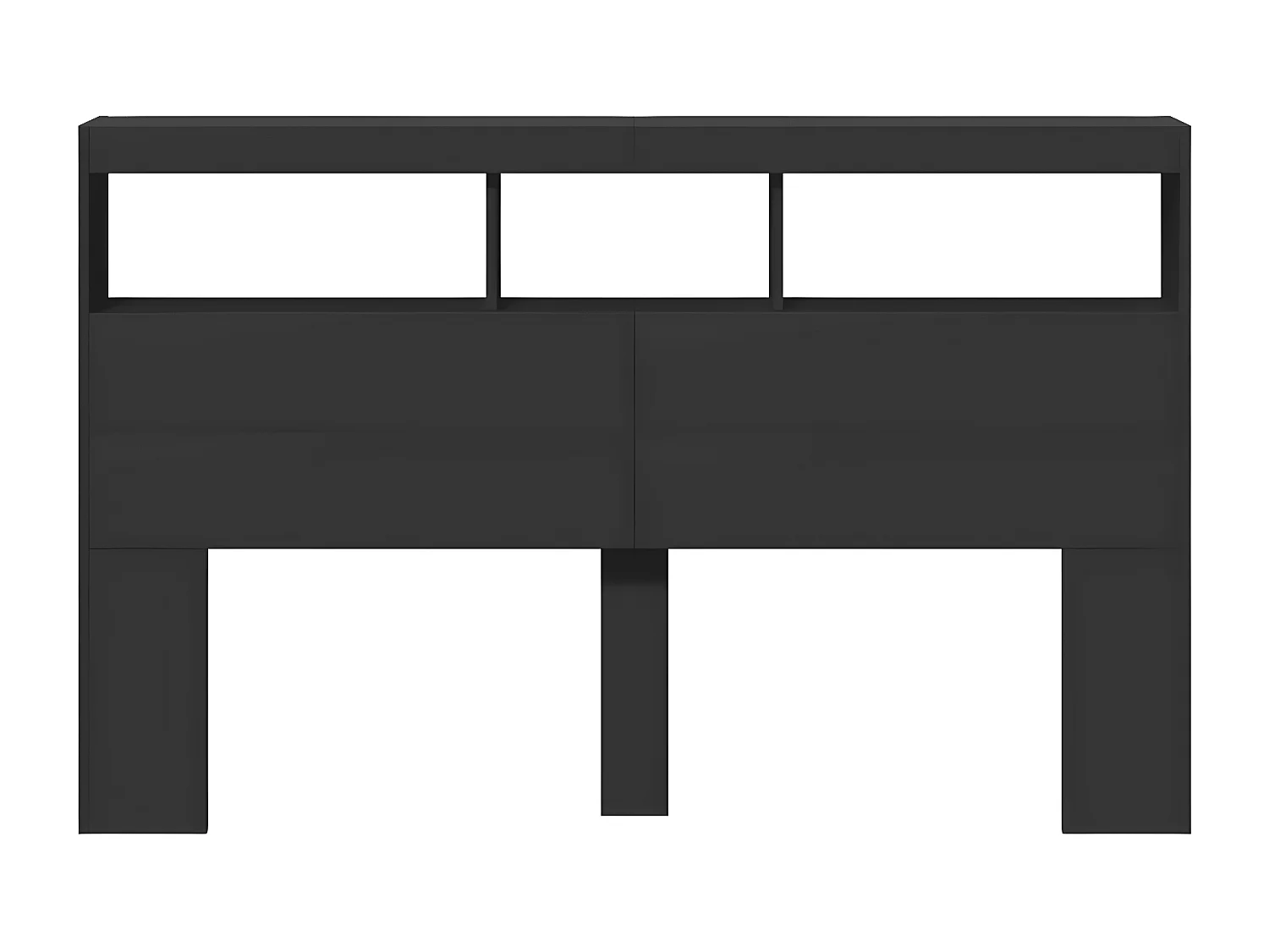 Hoofdbordkast met LED-verlichting 160x17x102 cm zwart