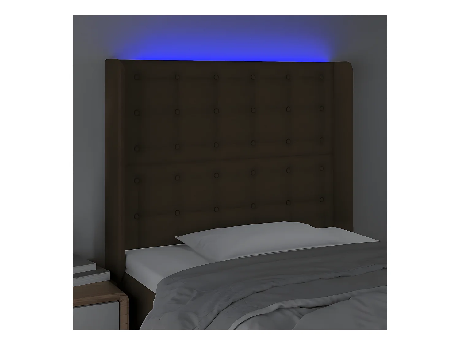 Tête de lit à LED Marron foncé 103x16x118/128 cm Tissu