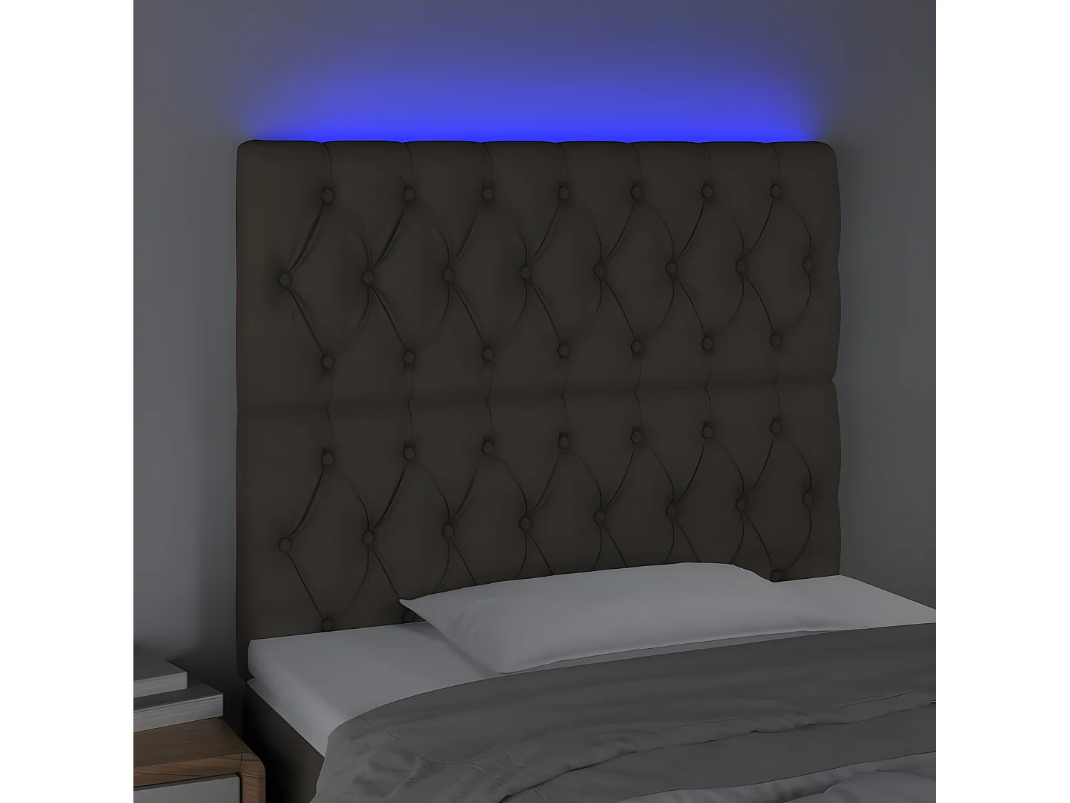 Tête de lit à LED Taupe 100x7x118/128 cm Tissu
