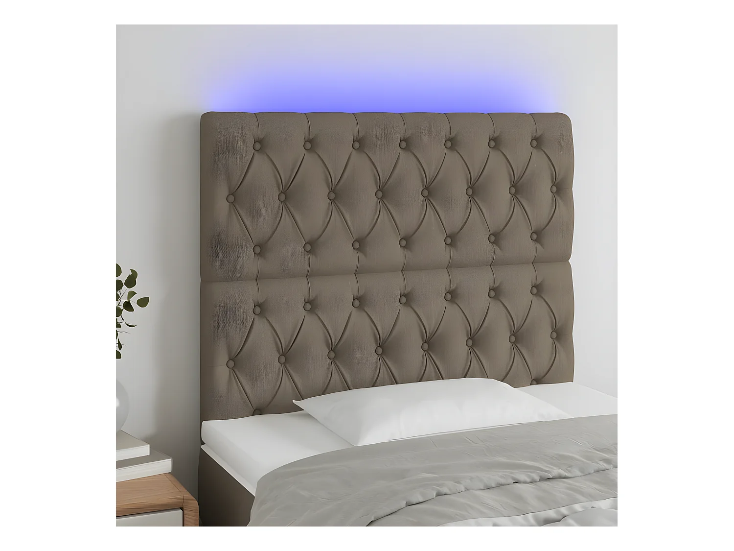 Tête de lit à LED Taupe 100x7x118/128 cm Tissu