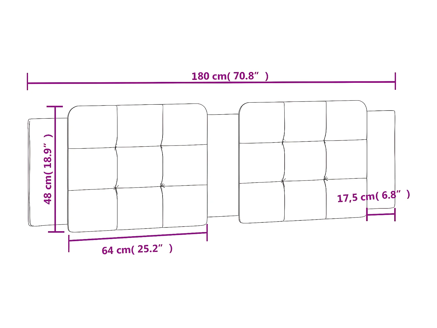 Cabecero de cama acolchado cuero sintético capuchino 180 cm