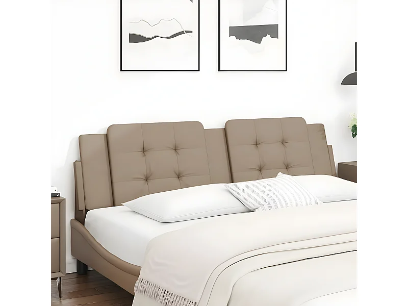 Cabecero de cama acolchado cuero sintético capuchino 180 cm