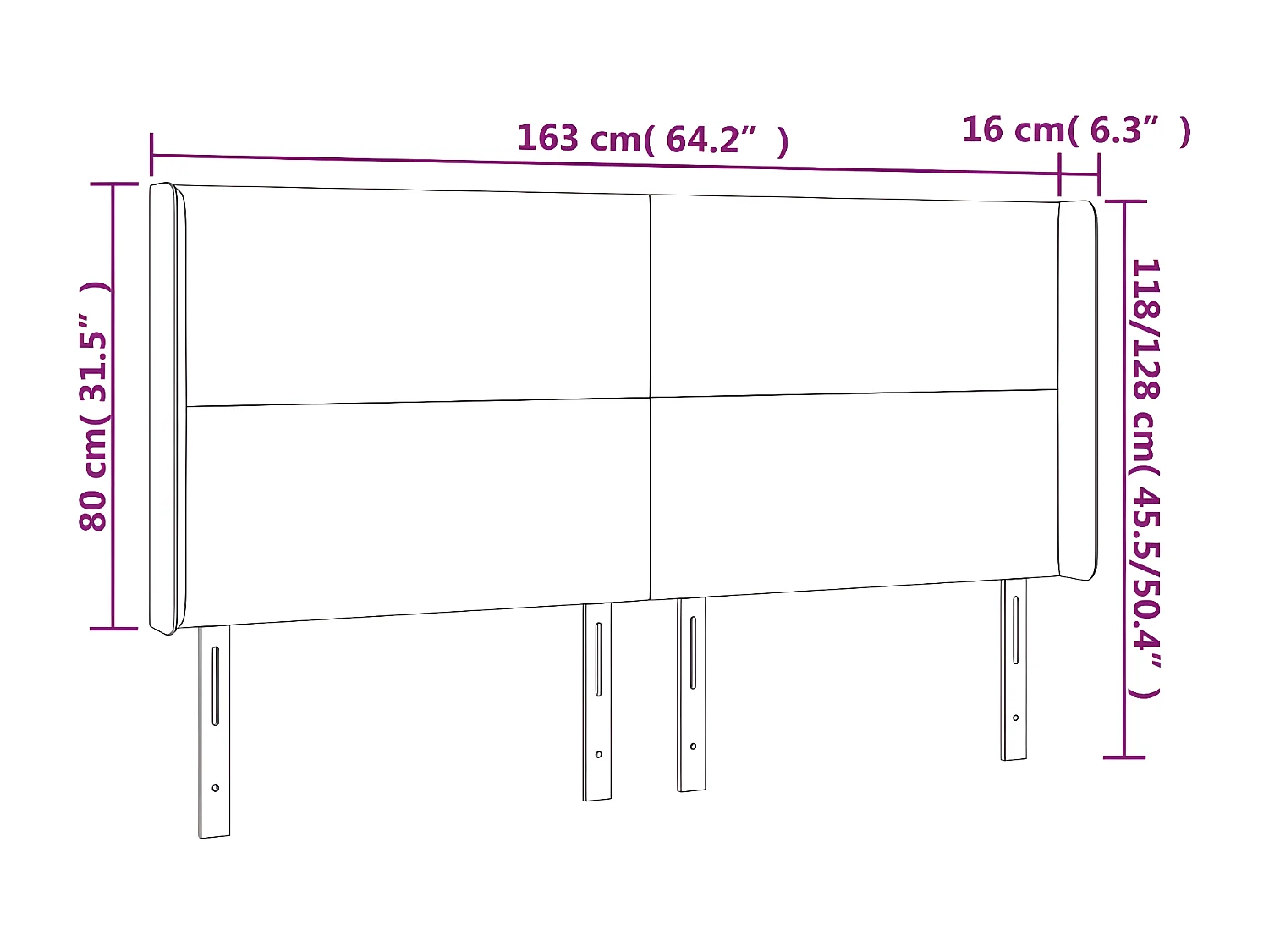 Tête de lit avec oreilles Taupe 163x16x118/128 cm Tissu
