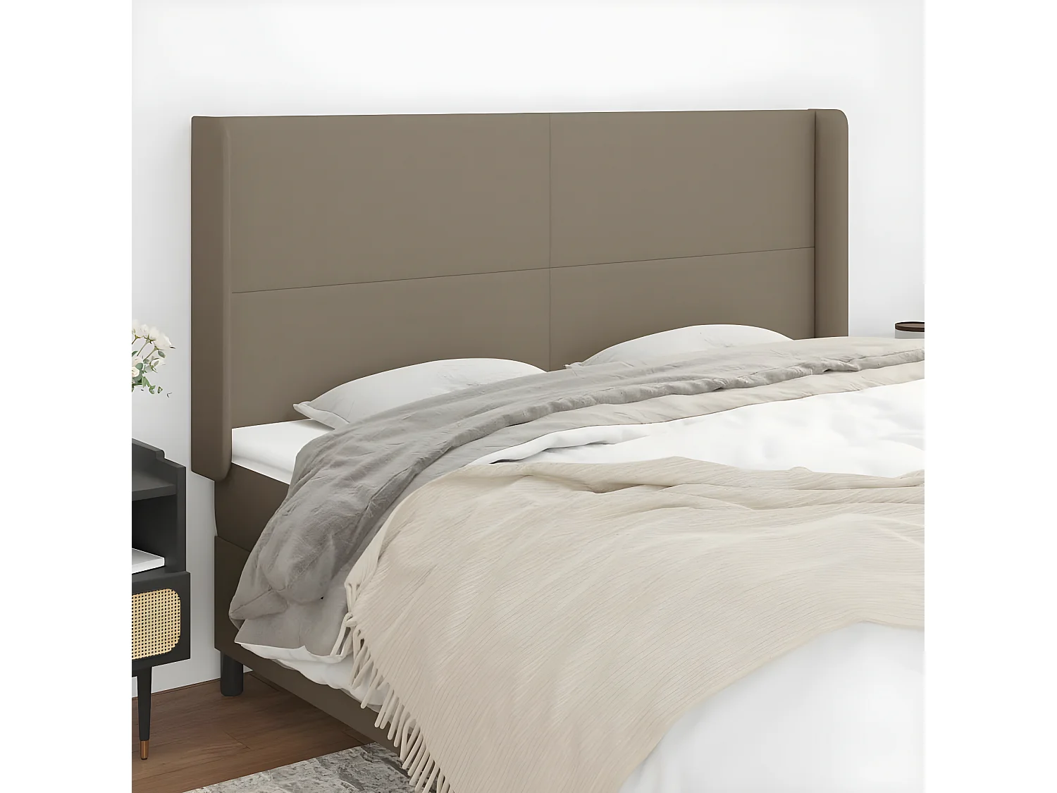 Tête de lit avec oreilles Taupe 163x16x118/128 cm Tissu