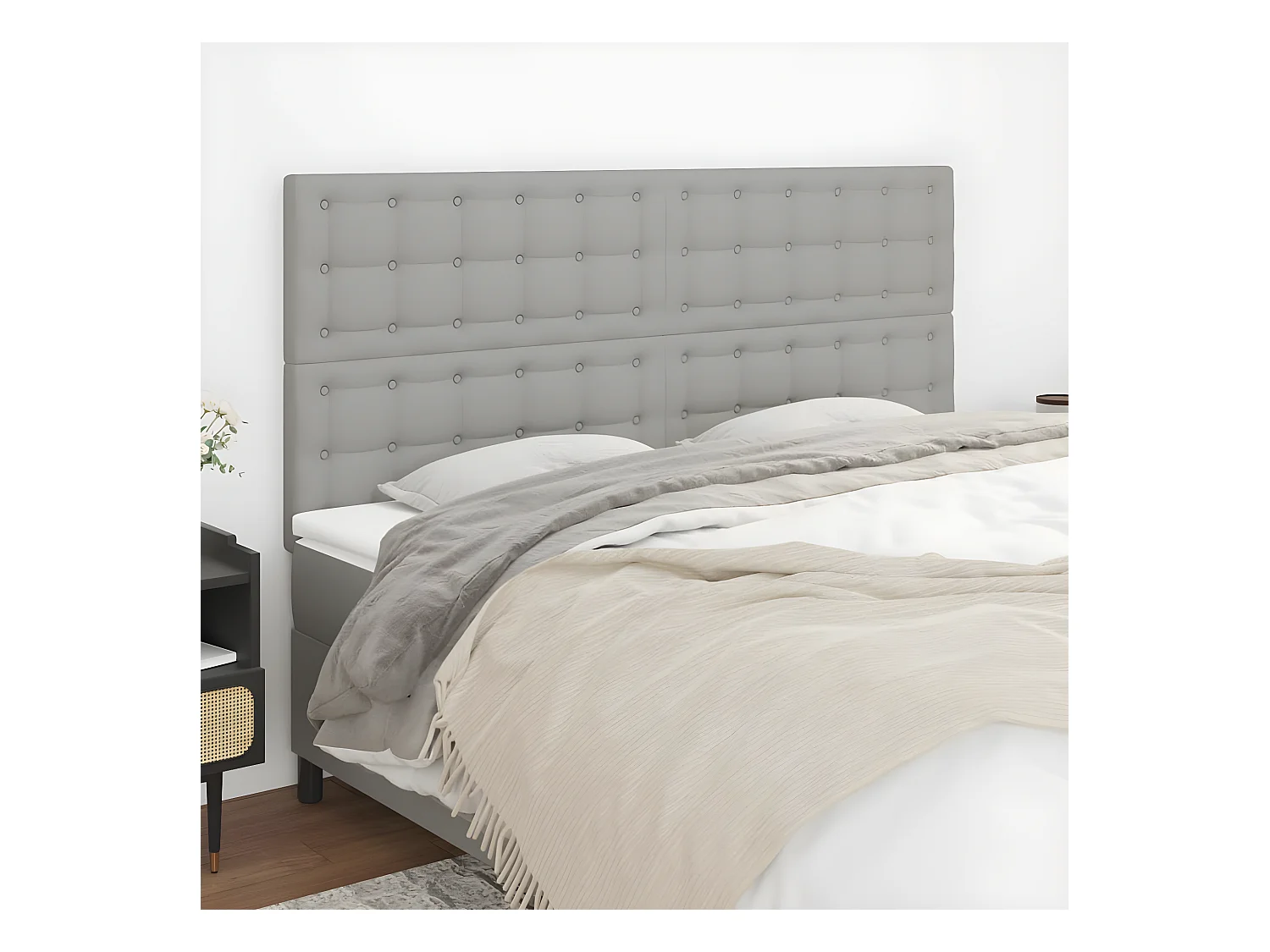 Têtes de lit 4 pièces Gris clair 90x5x78/88 cm Tissu