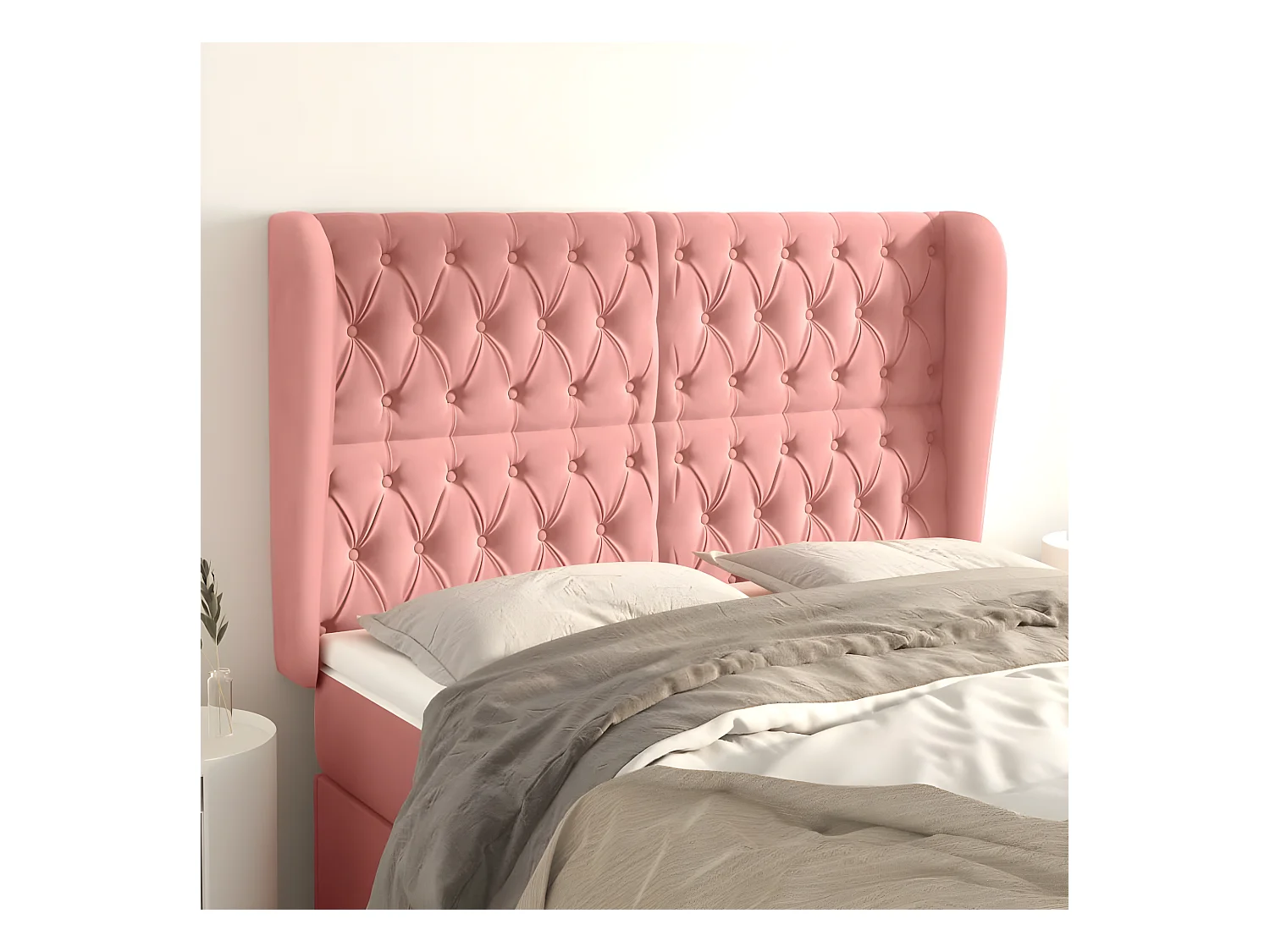 Tête de lit avec oreilles Rose 147x23x118/128 cm Velours