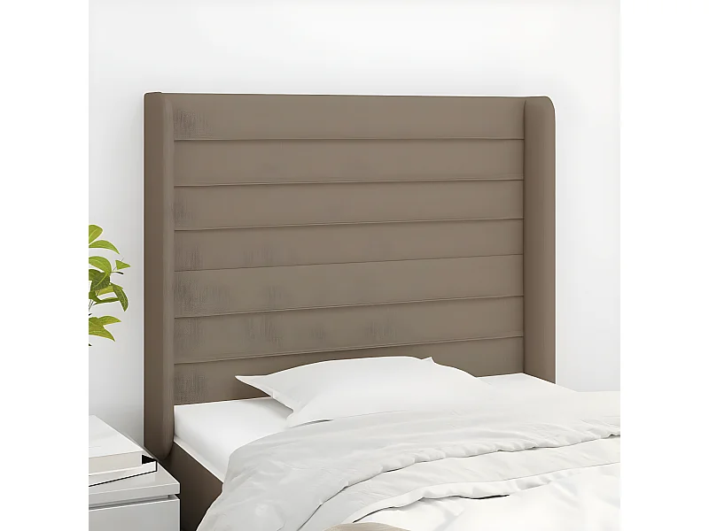 Hoofdbord met randen 83x16x118/128 cm stof taupe