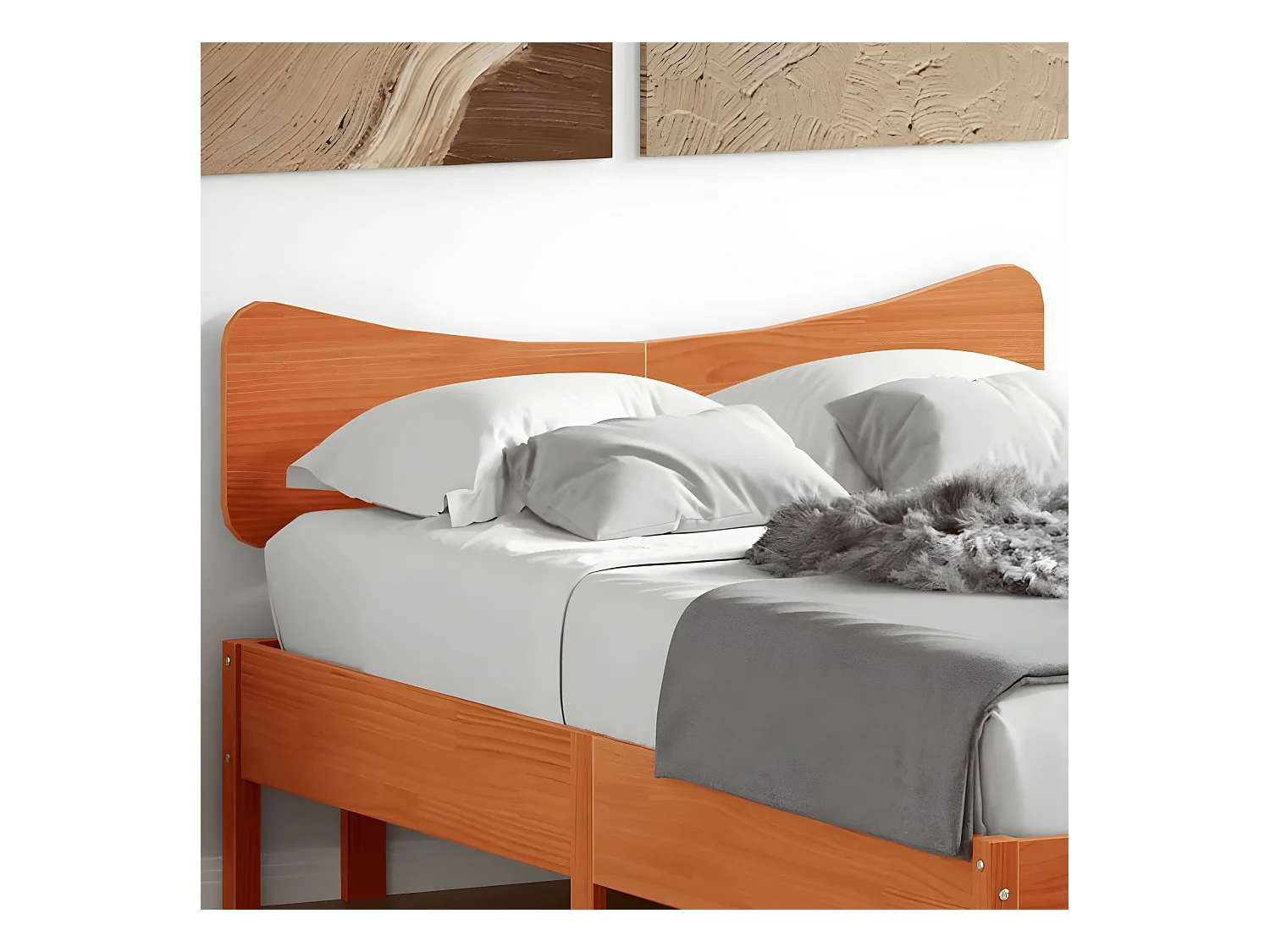 Tête de lit cire marron 135 cm bois massif de pin