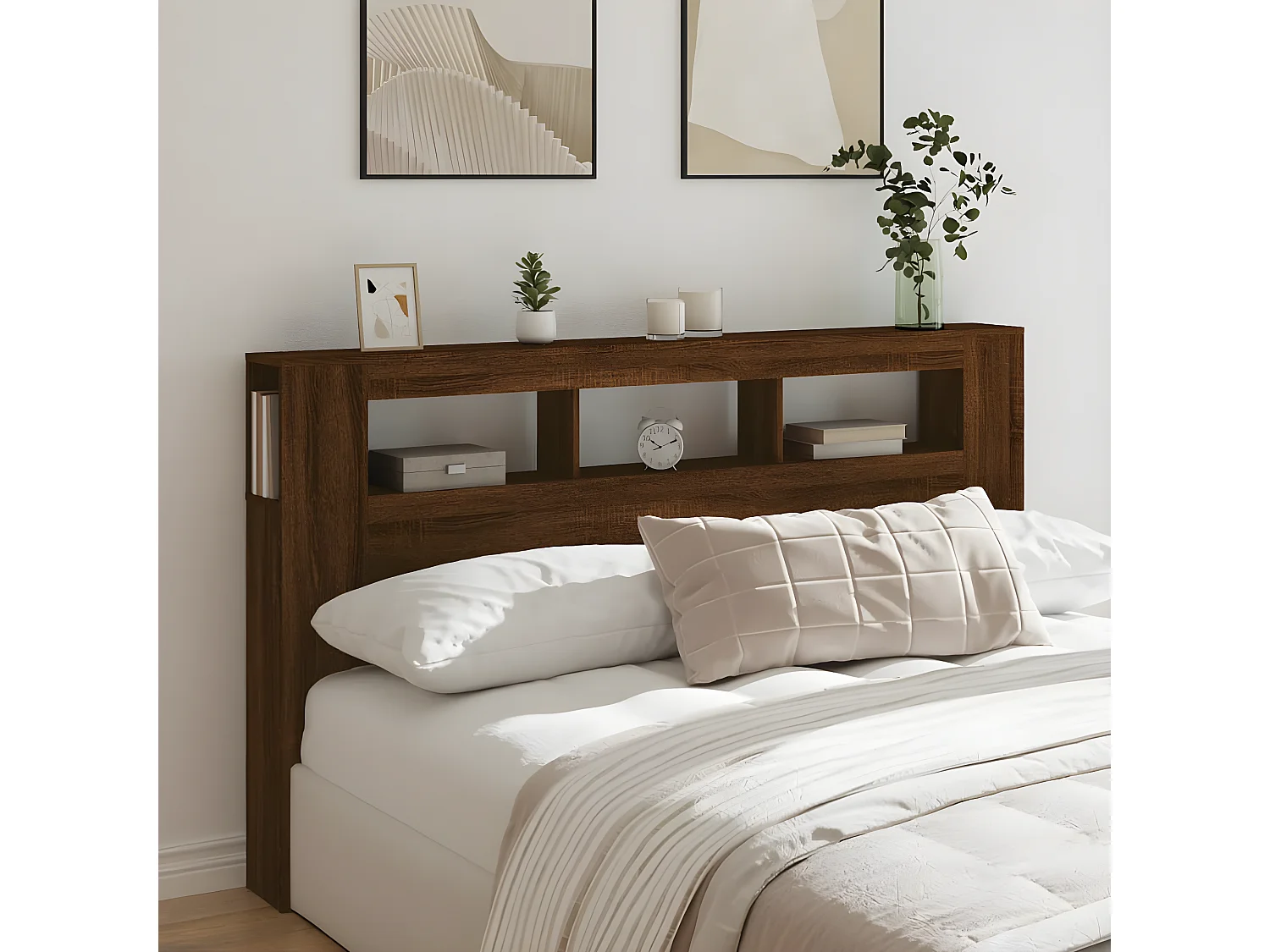 Tête de lit à LED chêne marron 180x18,5x103,5cm bois ingénierie