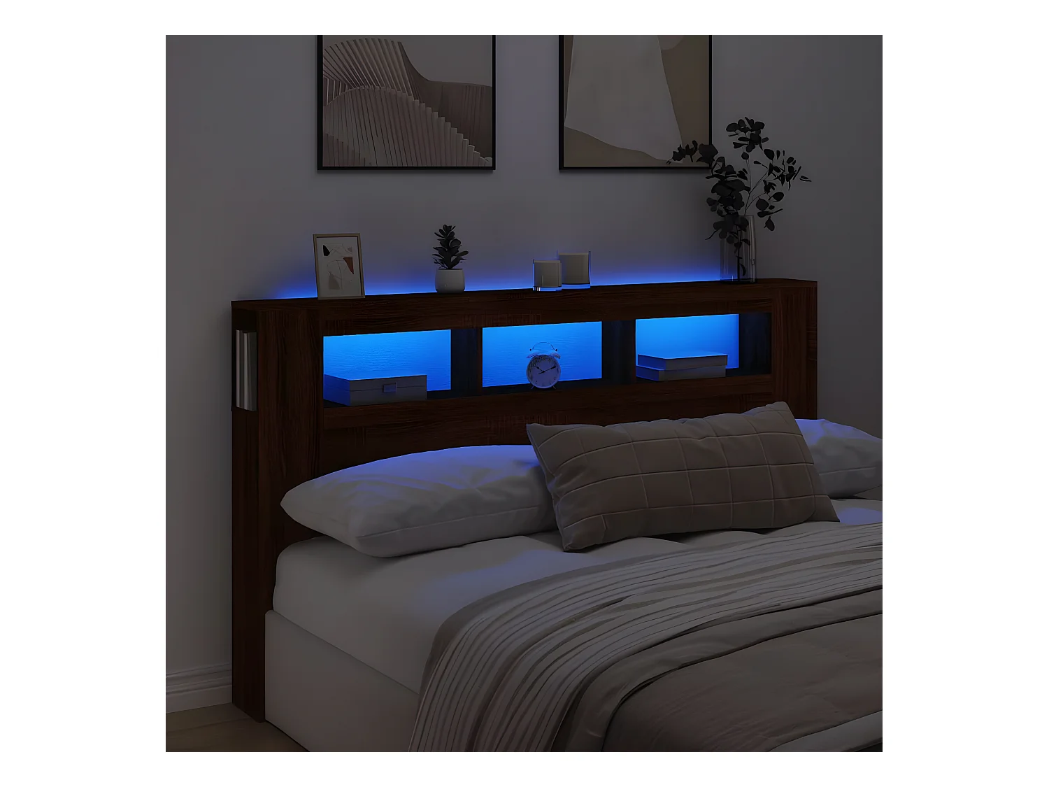 Tête de lit à LED chêne marron 180x18,5x103,5cm bois ingénierie